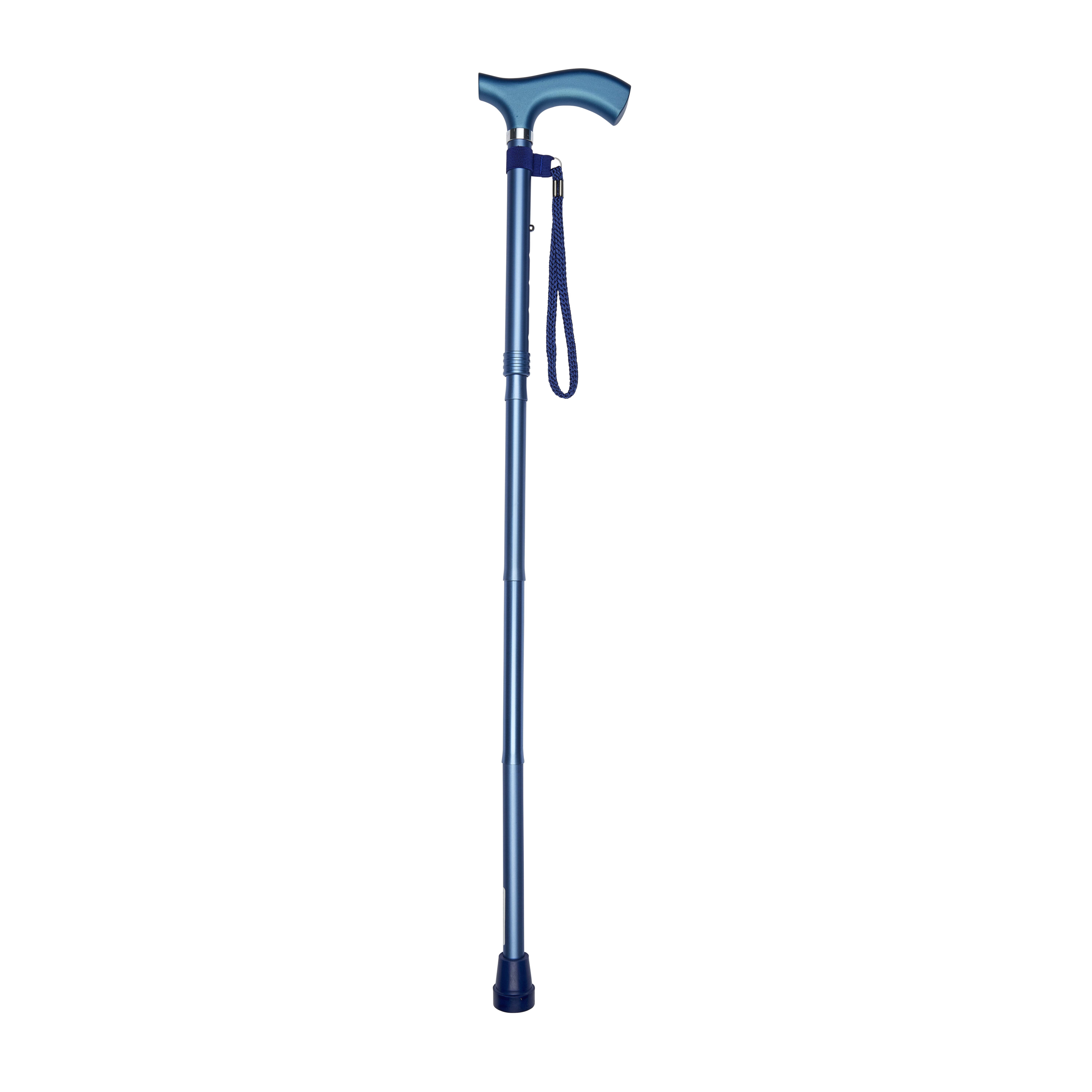 folding walking stick with crutch handle blue