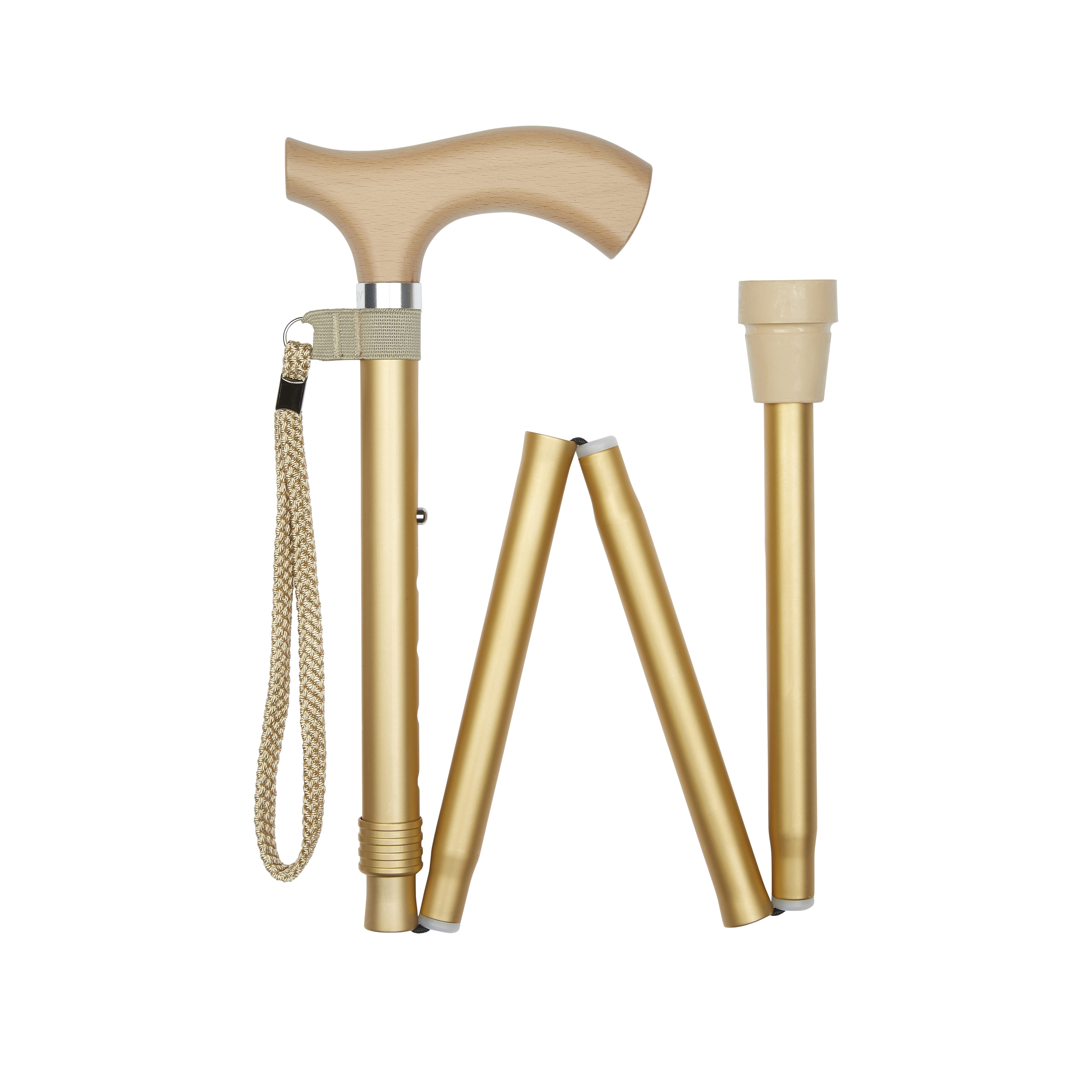 folding walking stick with crutch handle gold folded