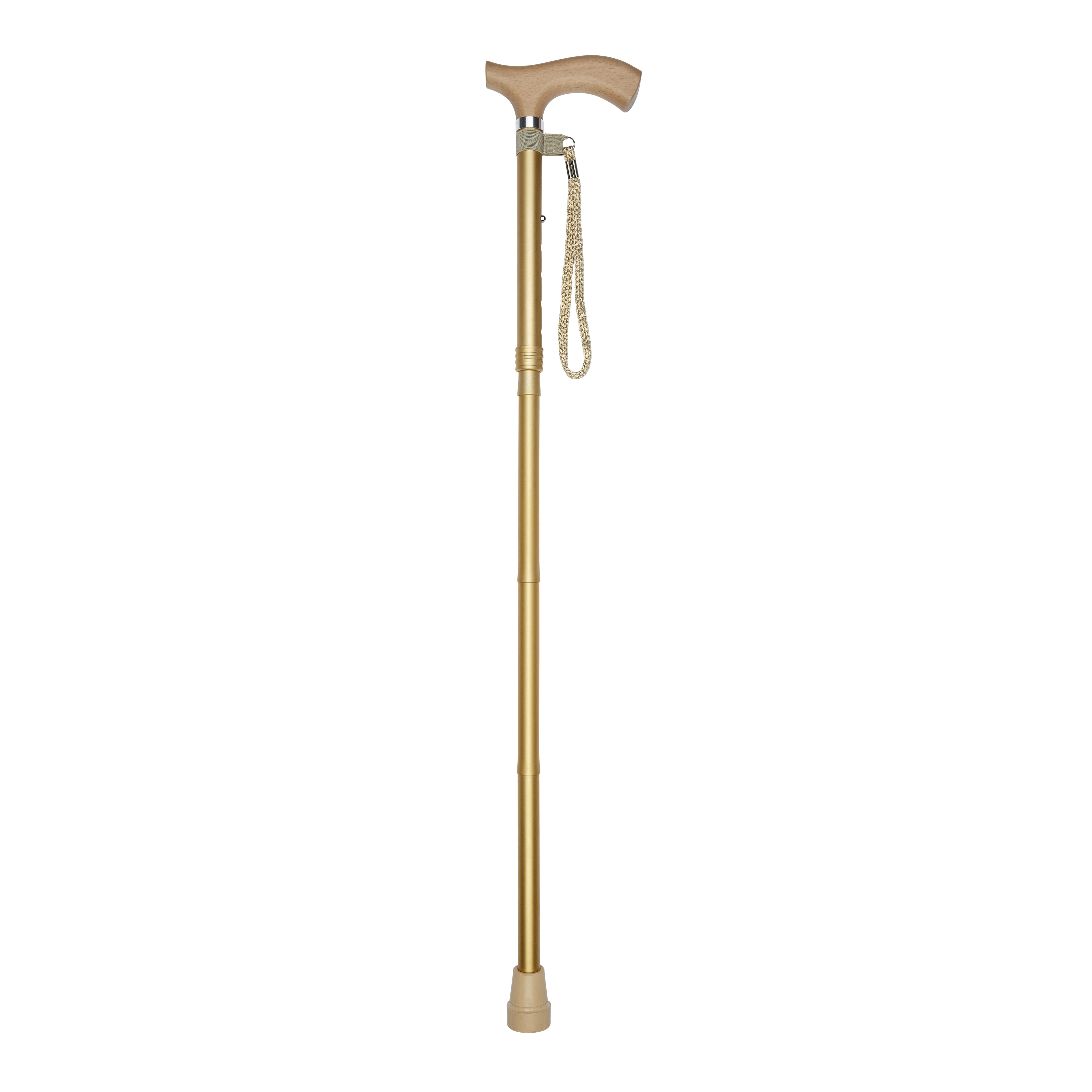 folding walking stick with crutch handle gold