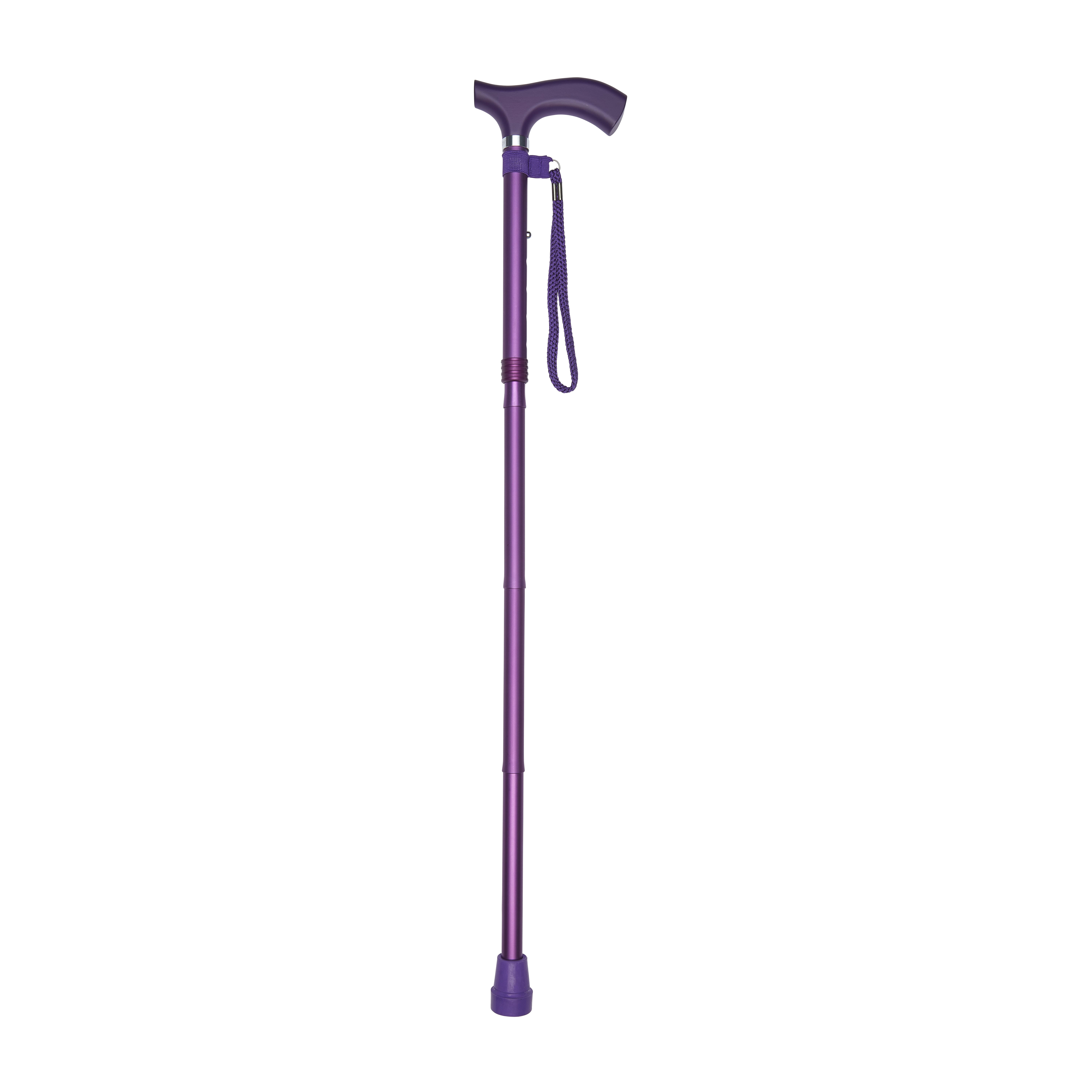 folding walking stick with crutch handle purple
