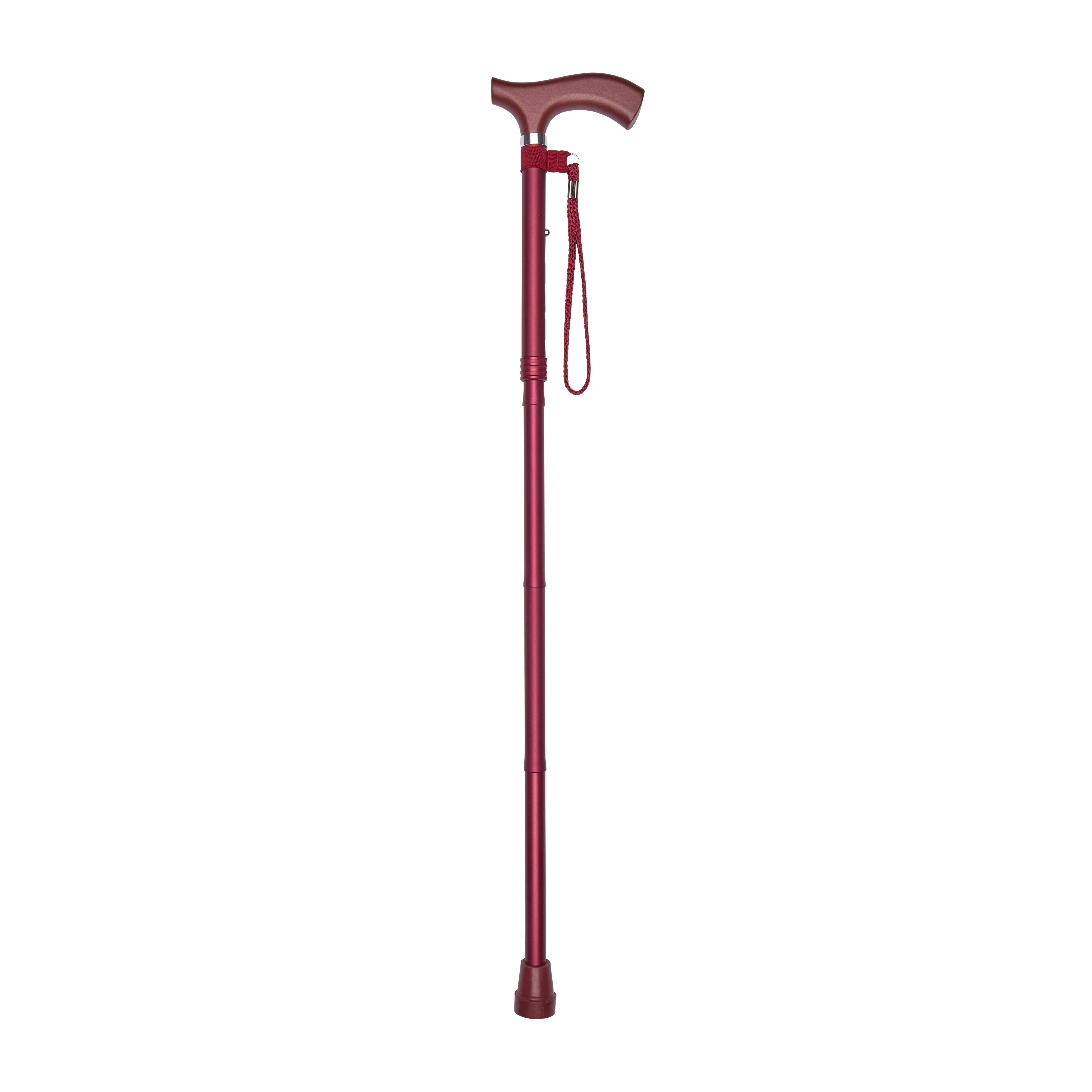 folding walking stick with crutch handle red