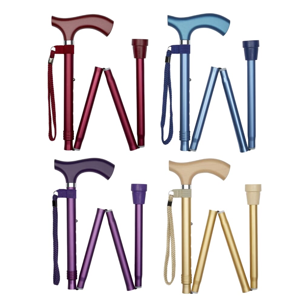 Folding Walking Stick with Crutch Handle