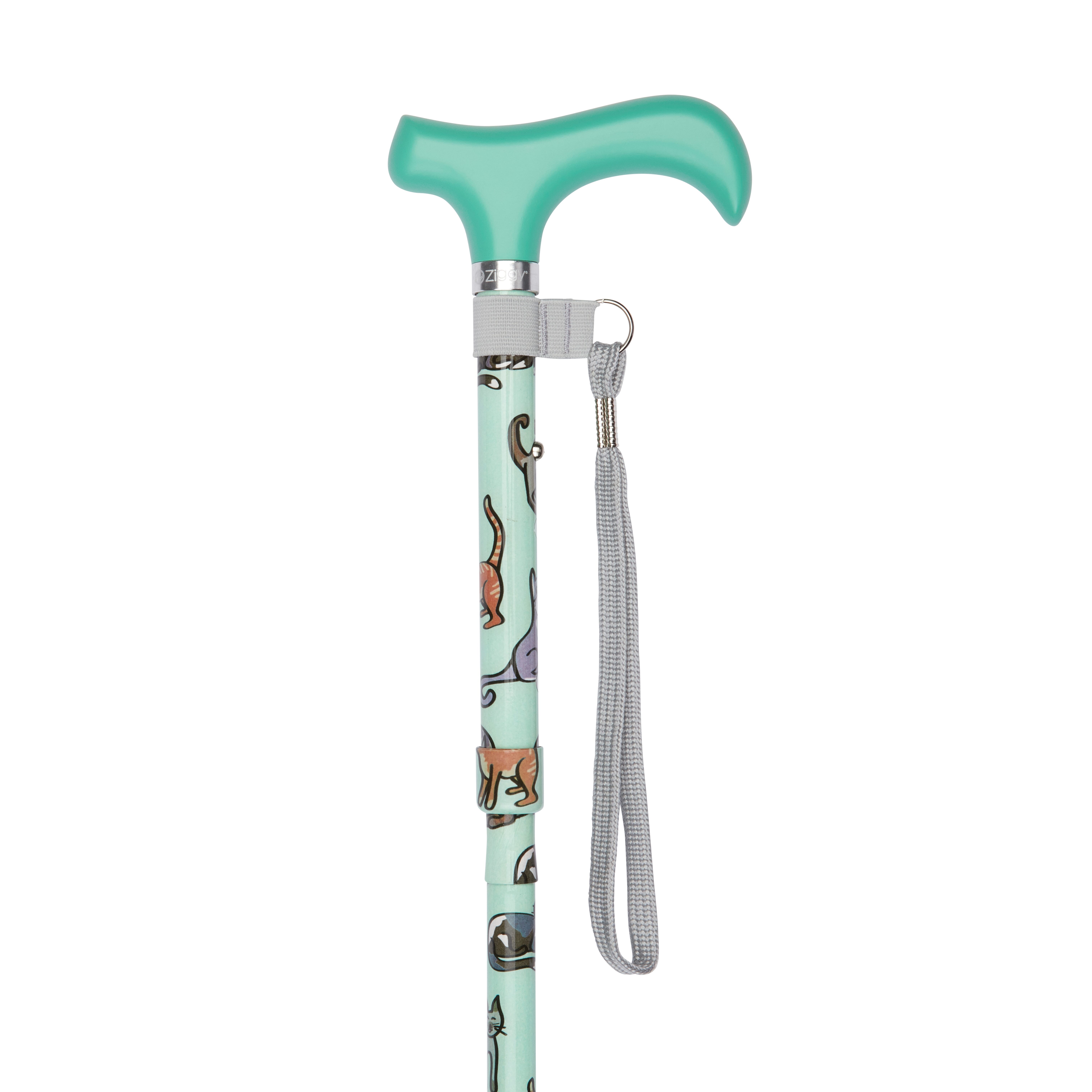 folding walking stick with derby handle cats handle