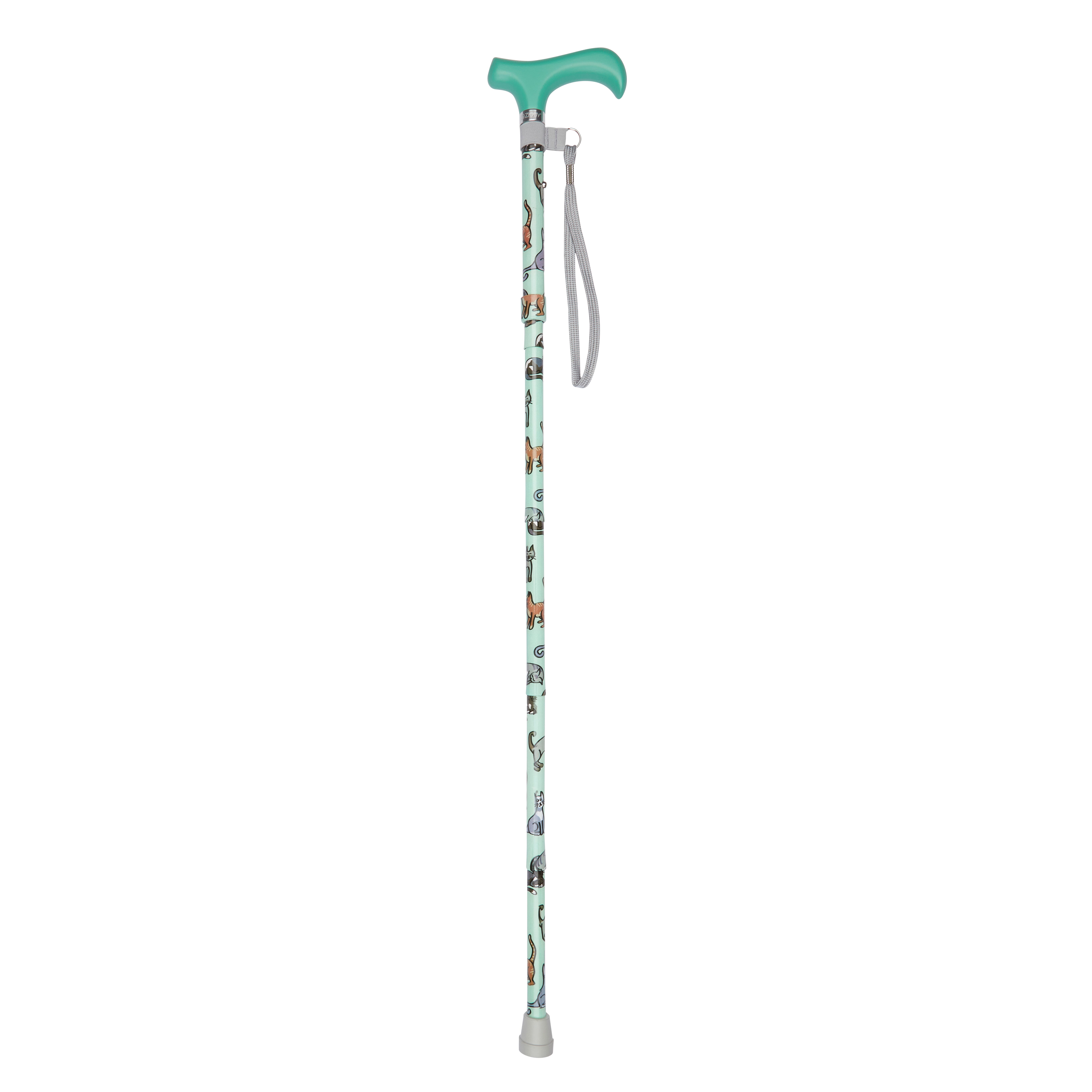 folding walking stick with derby handle cats open