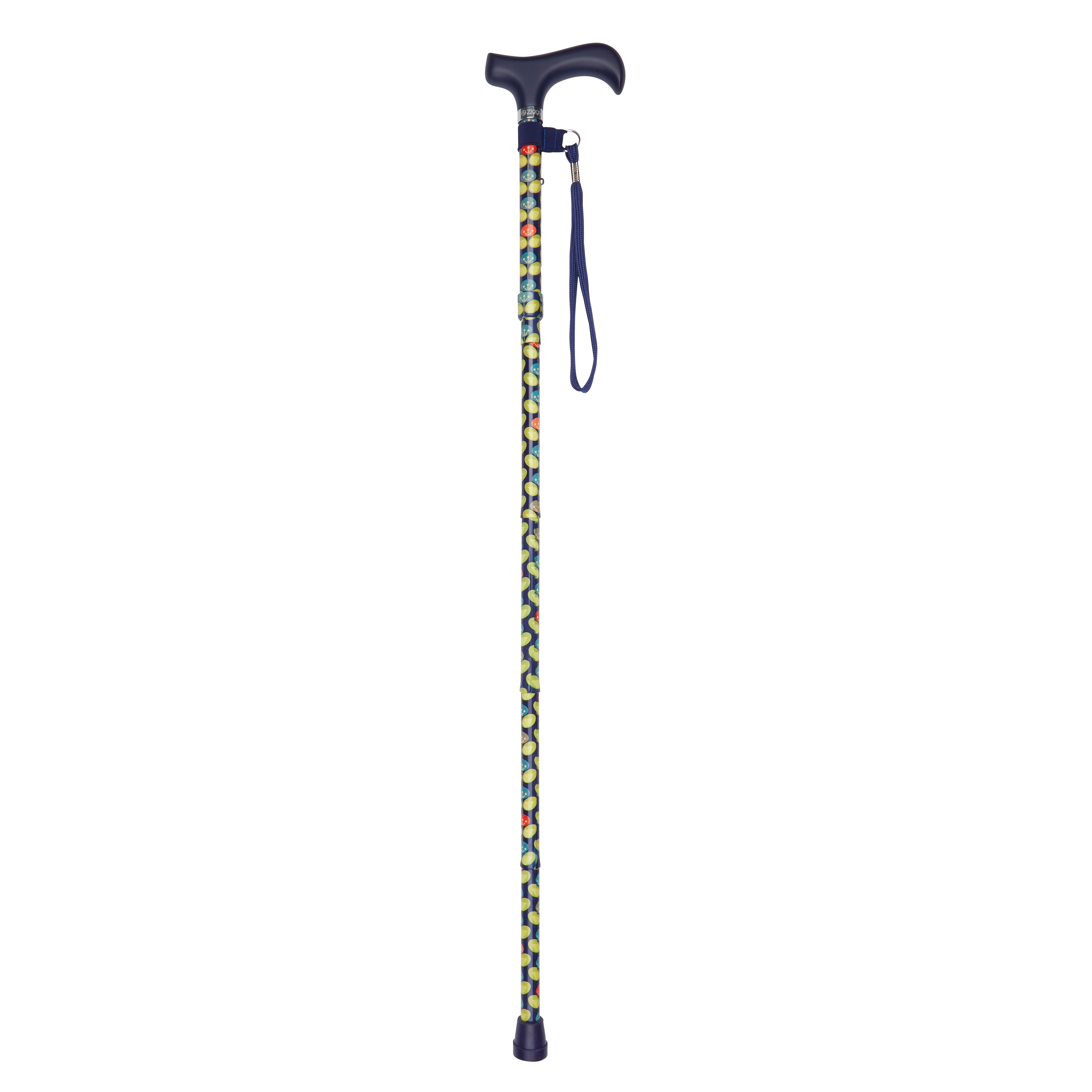 folding walking stick with derby handle oval leaf open