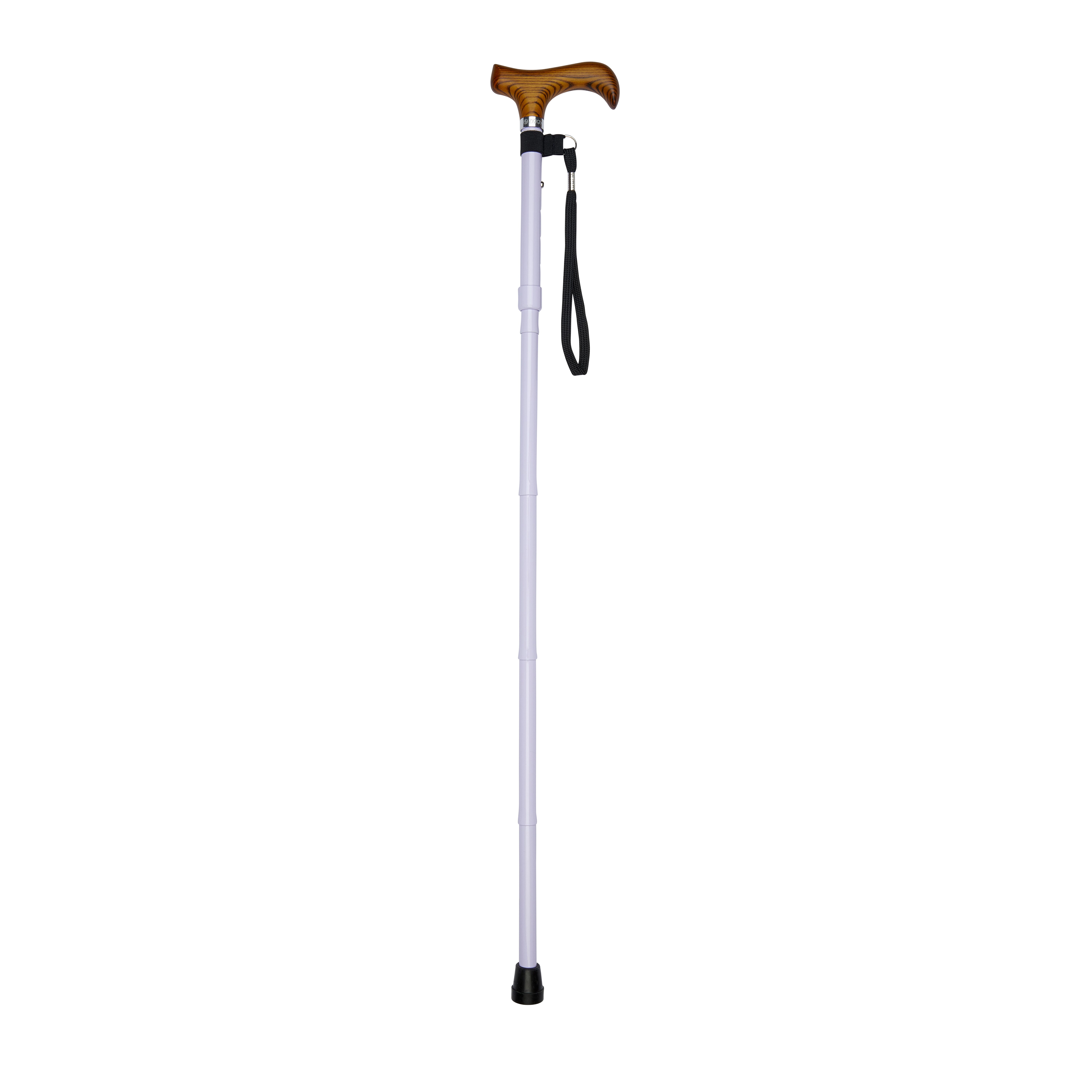 folding walking stick with derby handle pastel lilac open