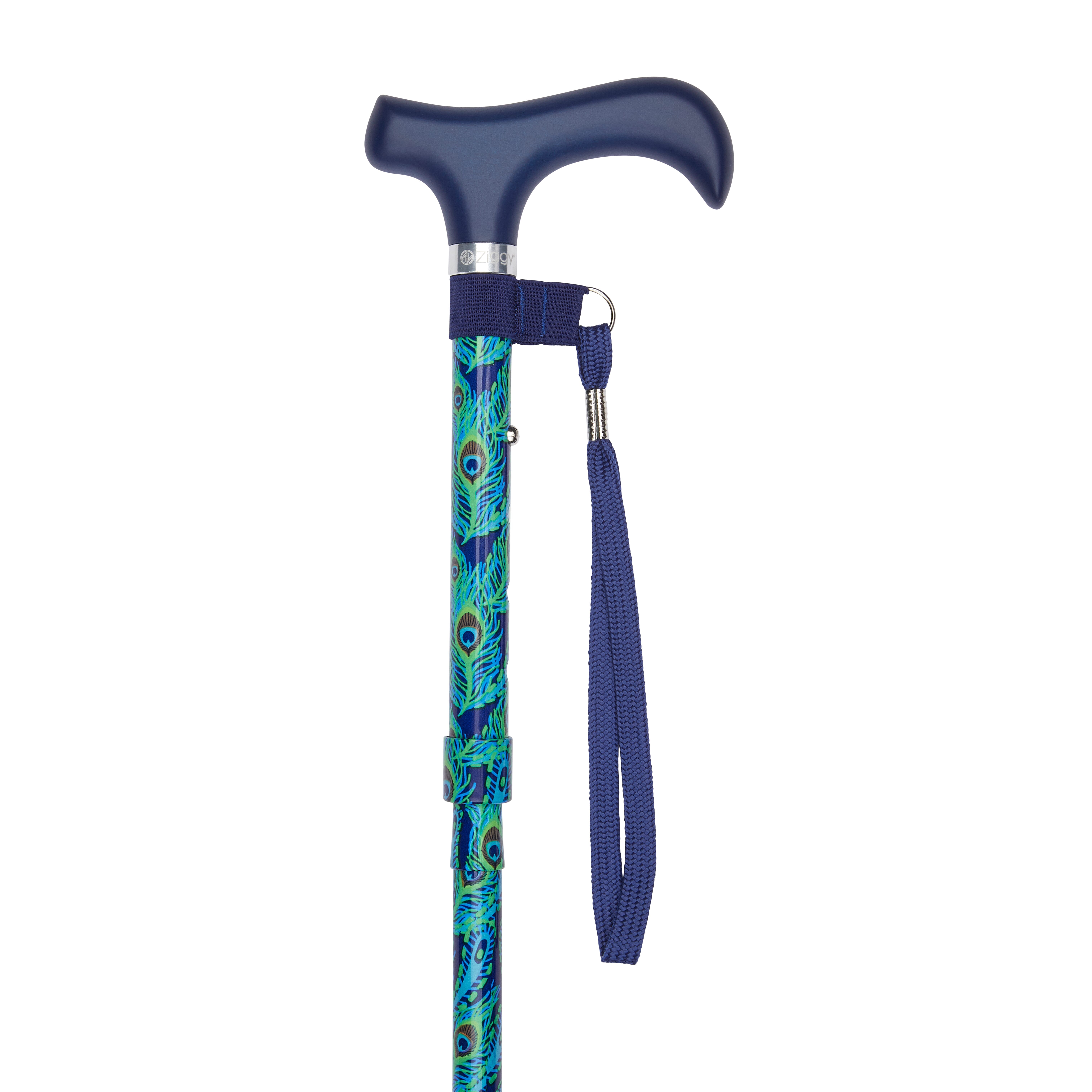 folding walking stick with derby handle peacock handle