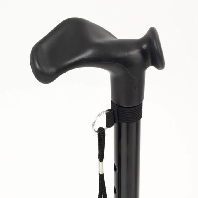 folding walking stick with fischer handle close up