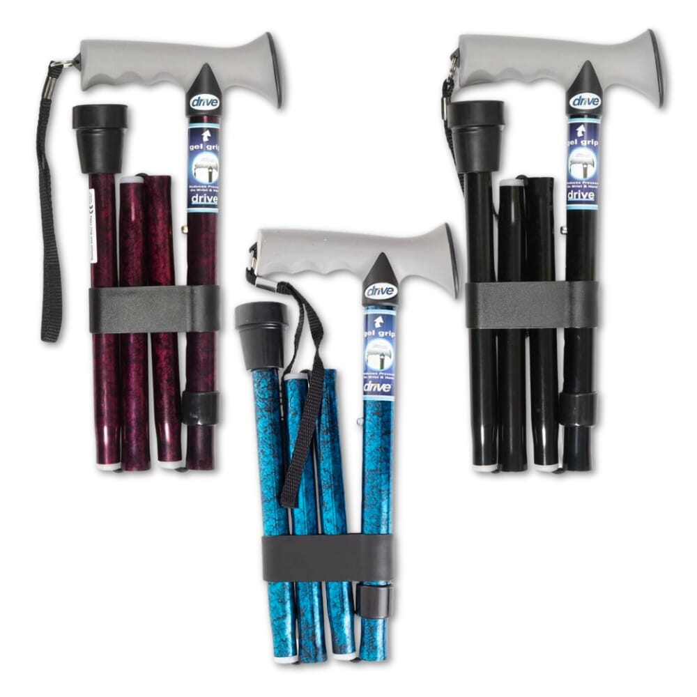 Folding Walking Stick with Gel Grip Gel Grip Handle Folding Walking