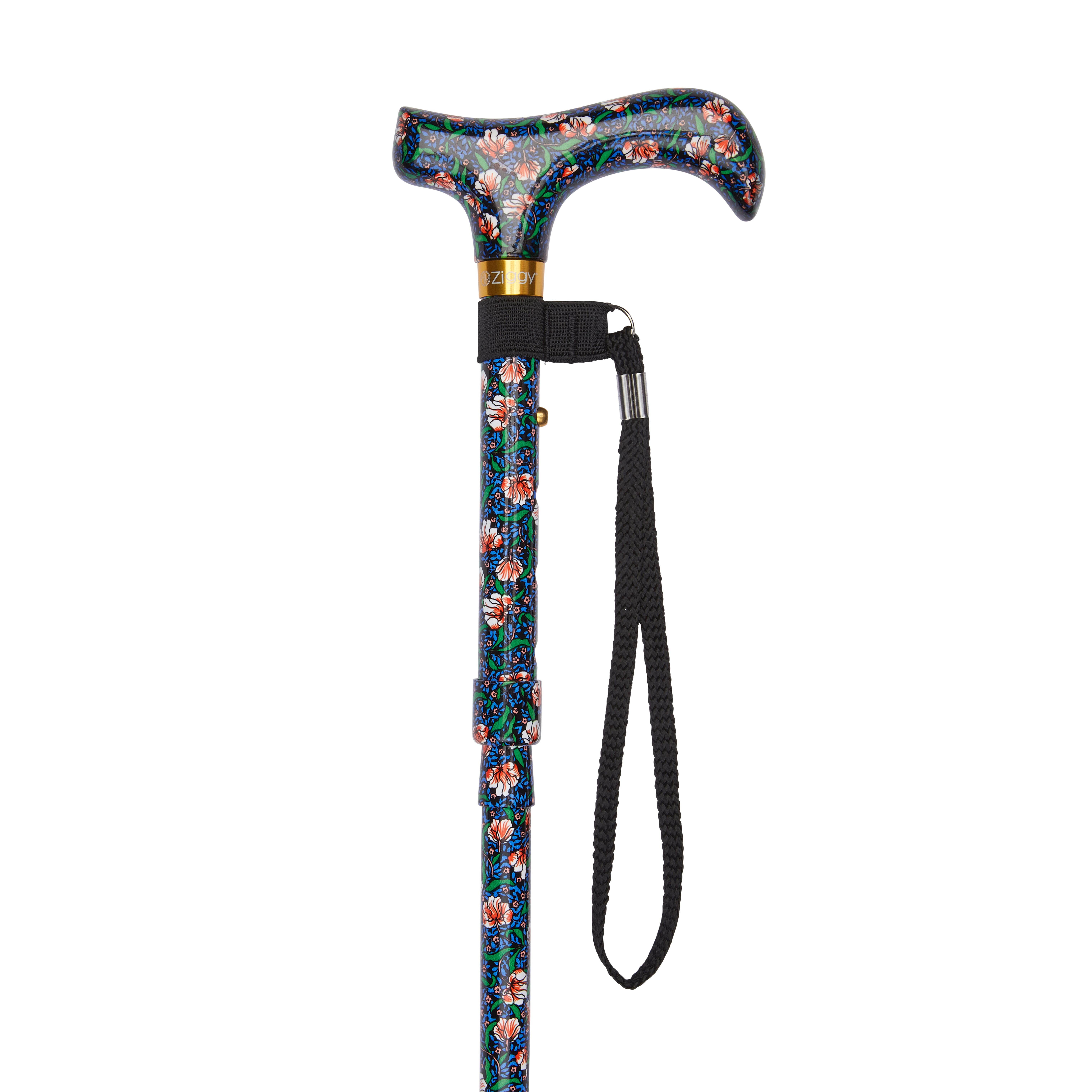 folding walking stick with patterned handle morris handle