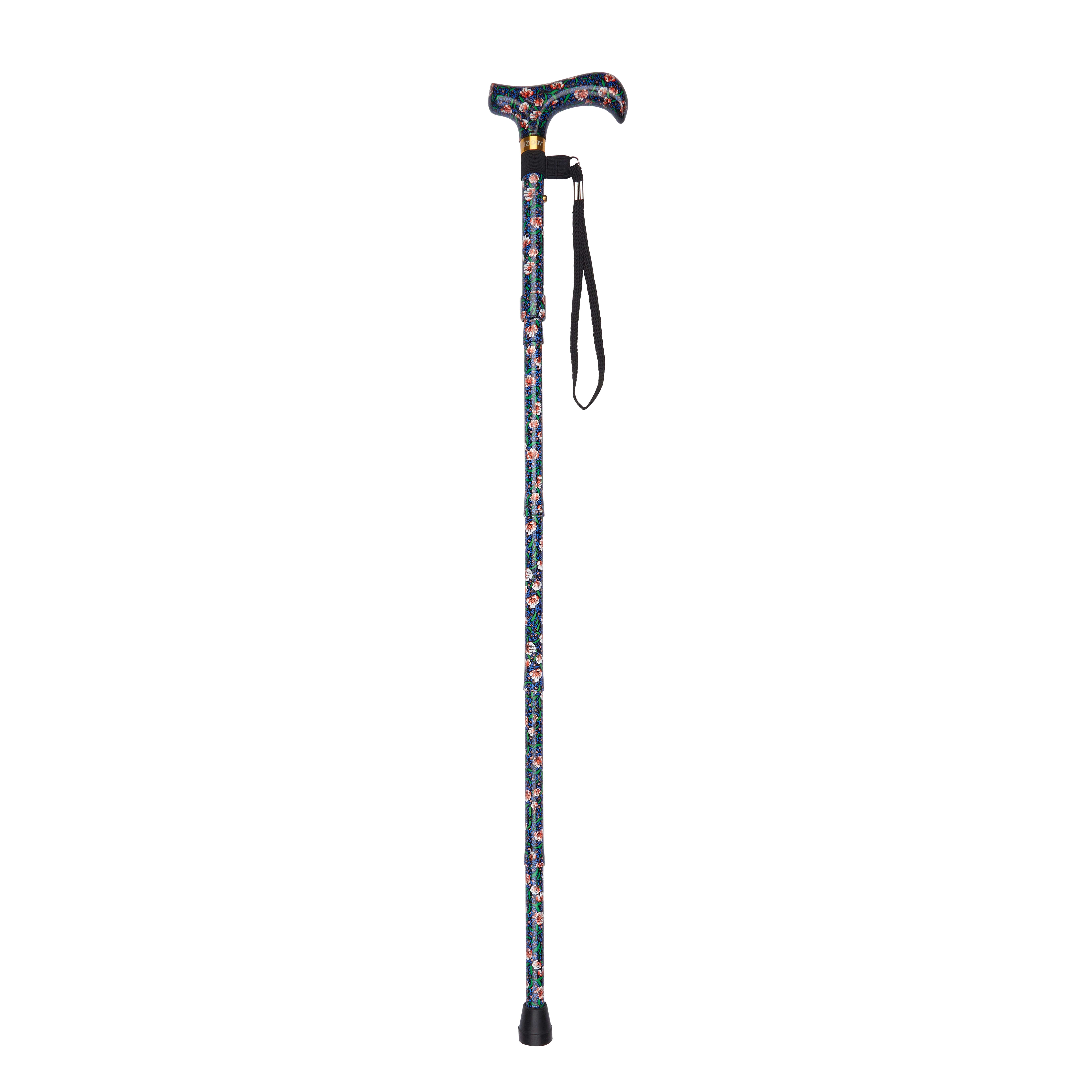 folding walking stick with patterned handle morris open