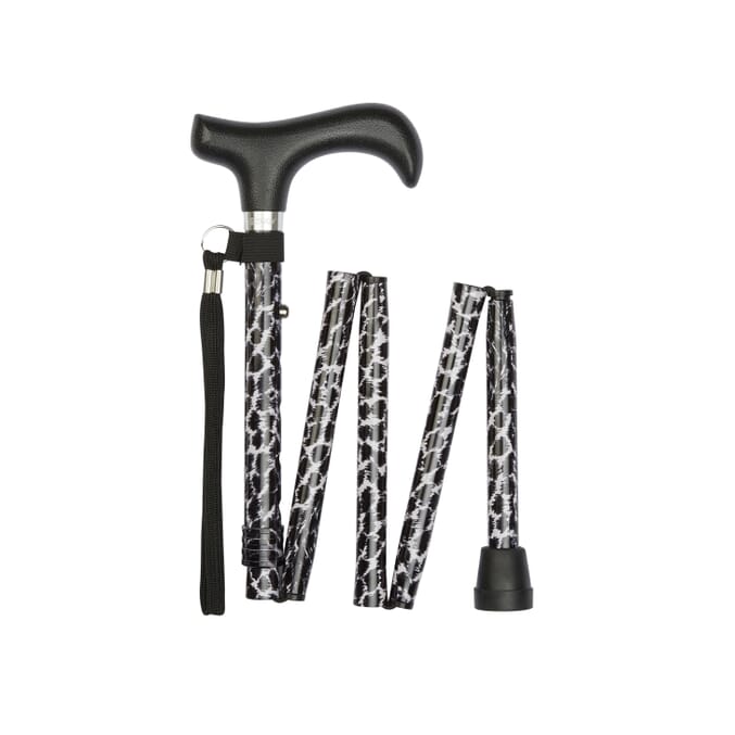 folding walking stick zebra pattern folded