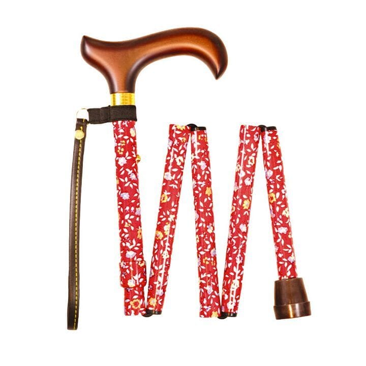 View Folding Walking Stick Red Floral information