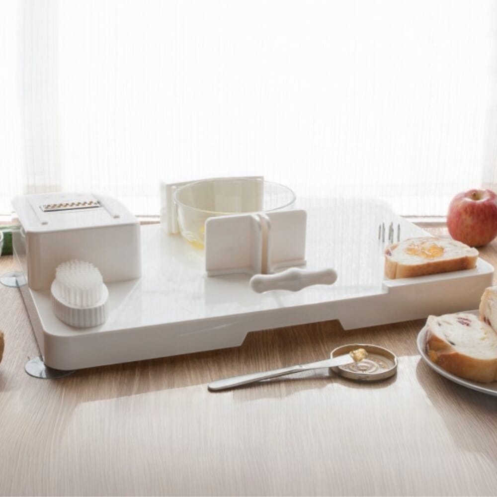 Food Workstation - White Plastic & Stainless Steel Construction