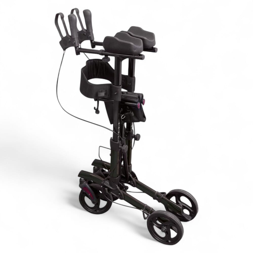 forearm four wheeled rollator black folded