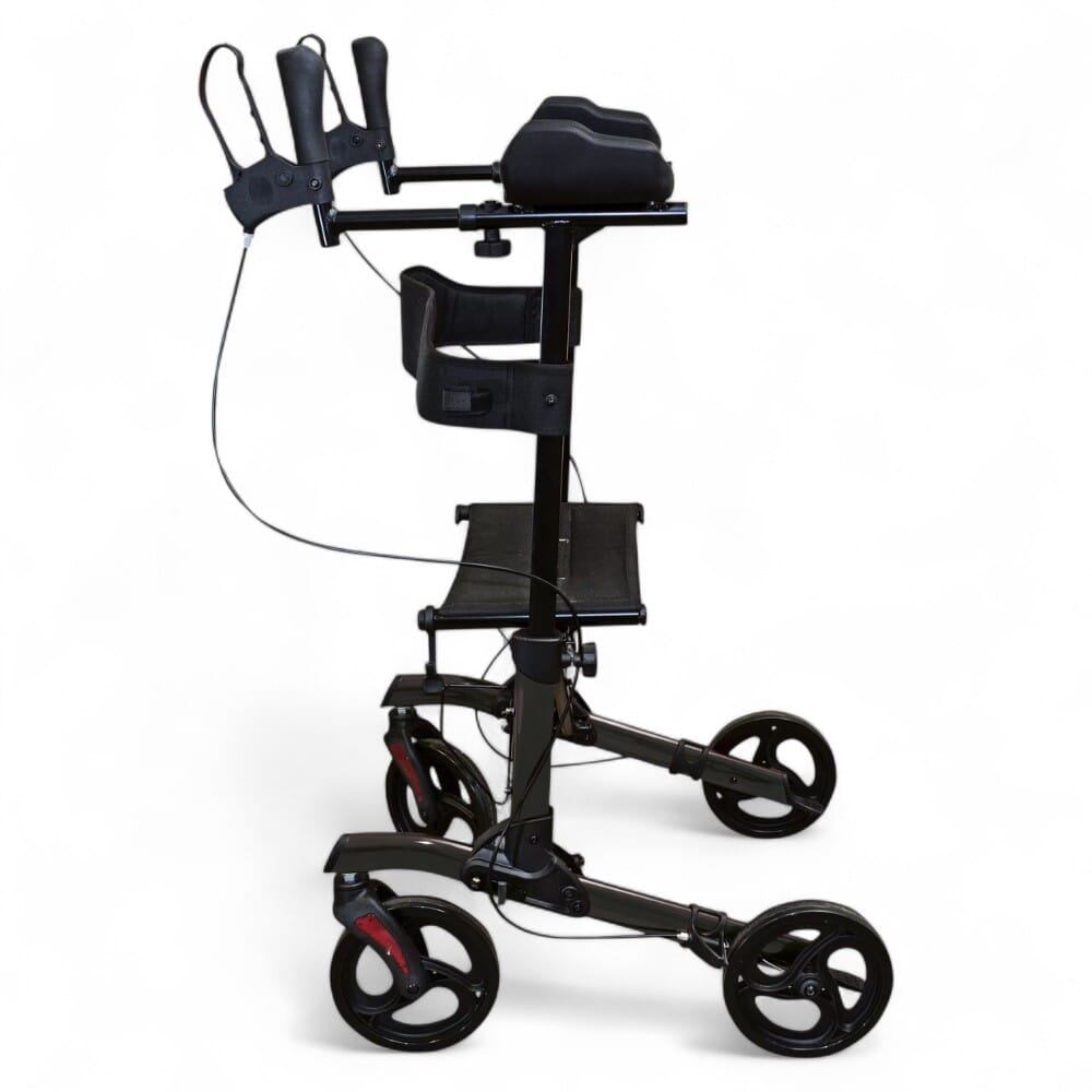 forearm four wheeled rollator black side view