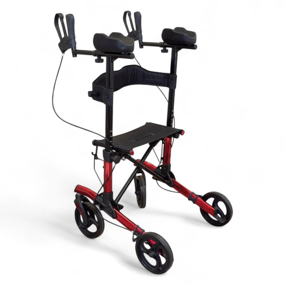 forearm four wheeled rollator red no bag