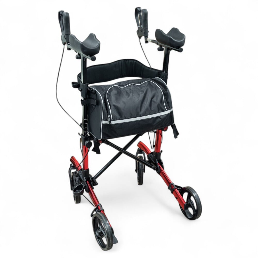 forearm four wheeled rollator red