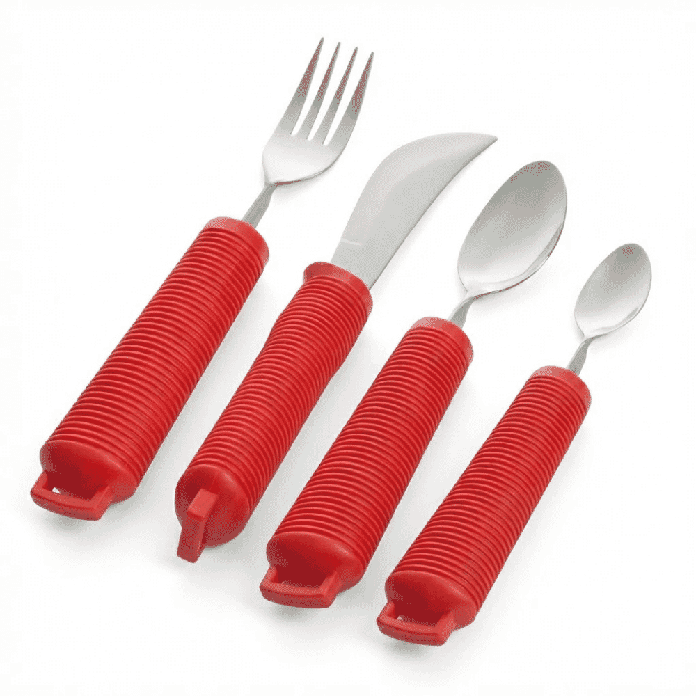 four piece cutlery set red