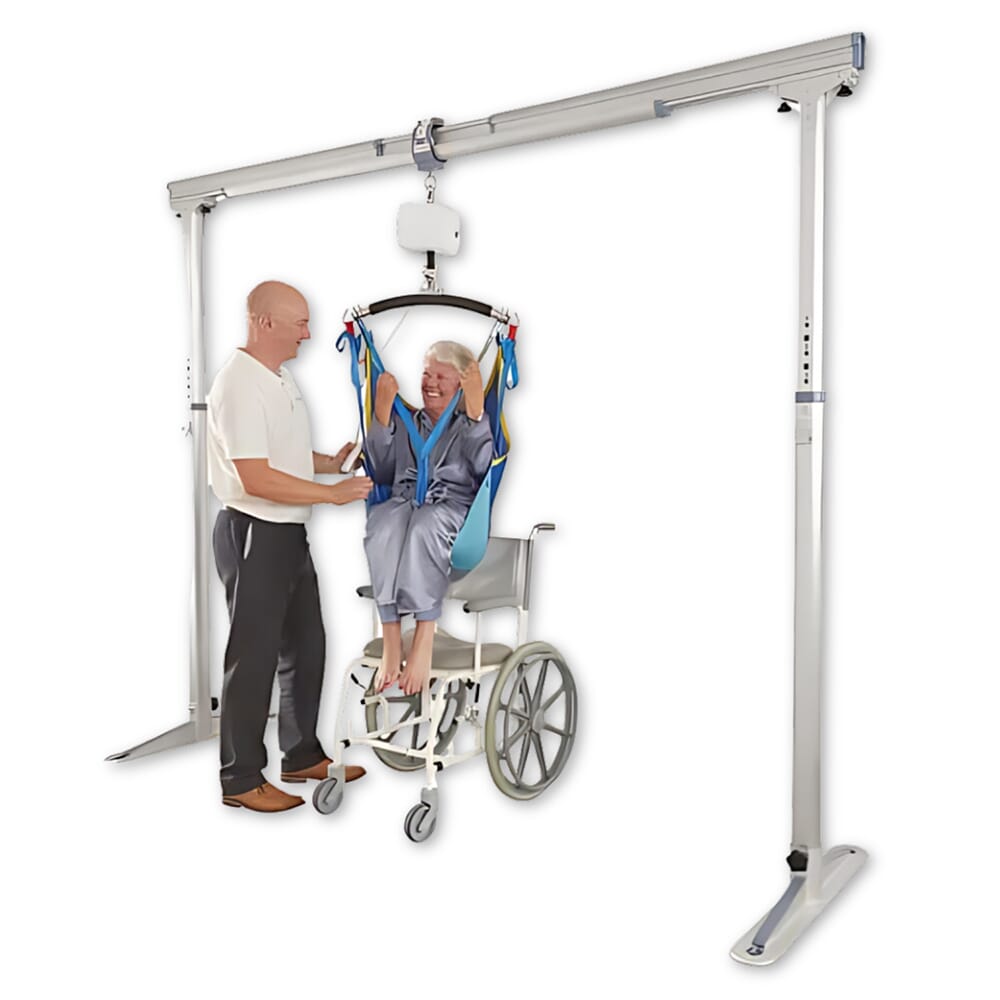 freestanding gantry track system in use