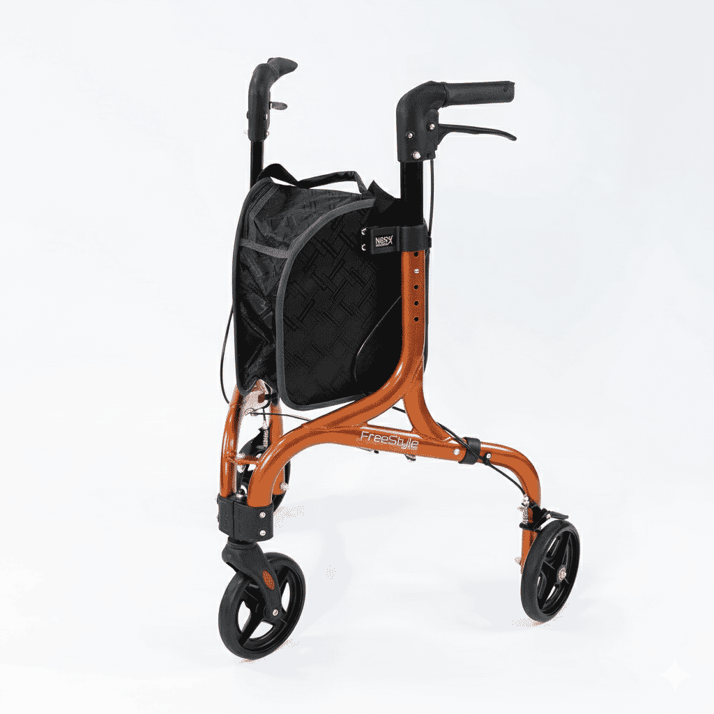 freestyle luxury 3 wheel rollator orange