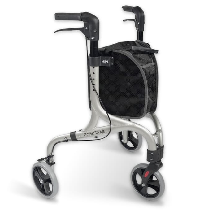 freestyle luxury 3 wheel rollator silver 1