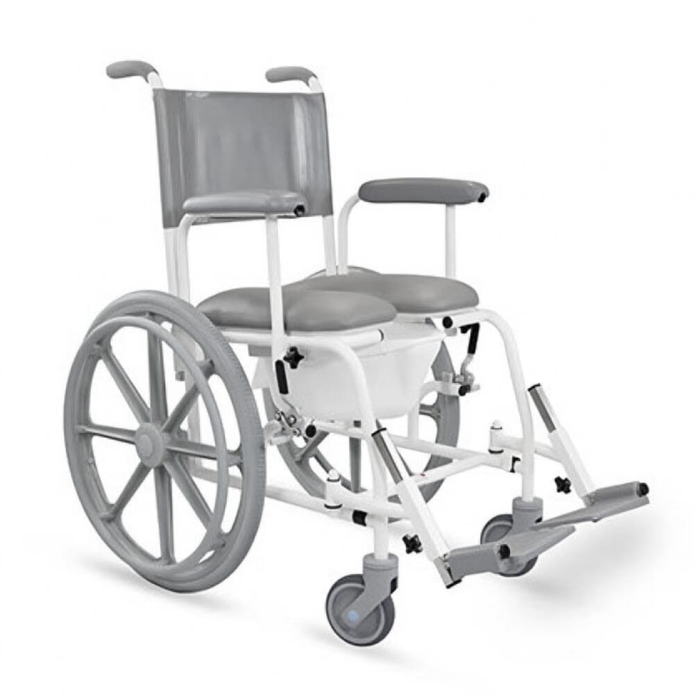 freeway t70 shower chair shown with commode pan