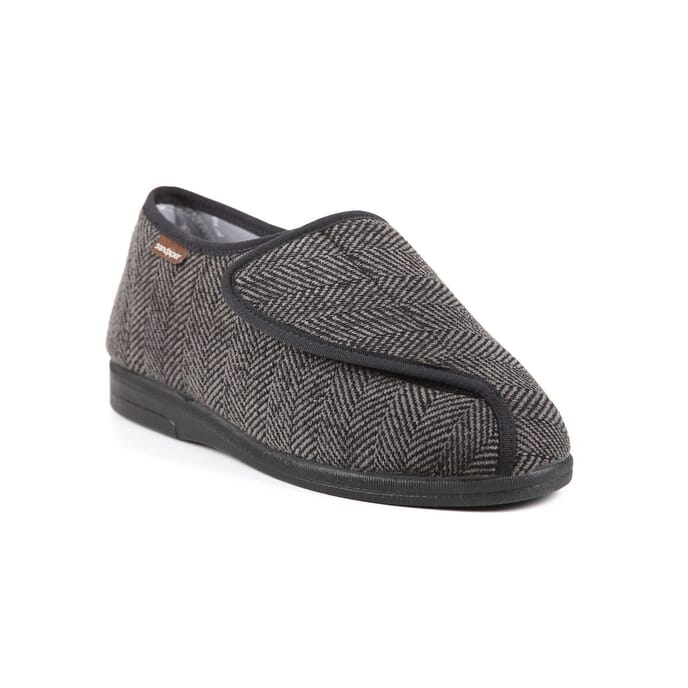 gary mens extra wide slipper grey chev