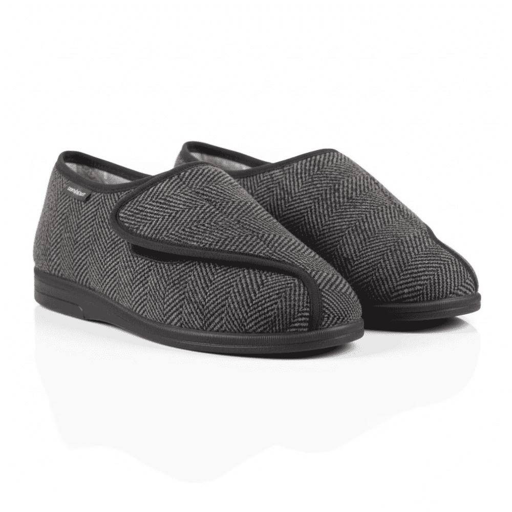 View Gary Mens Extra Wide Slipper Grey Chevron Size 8 information