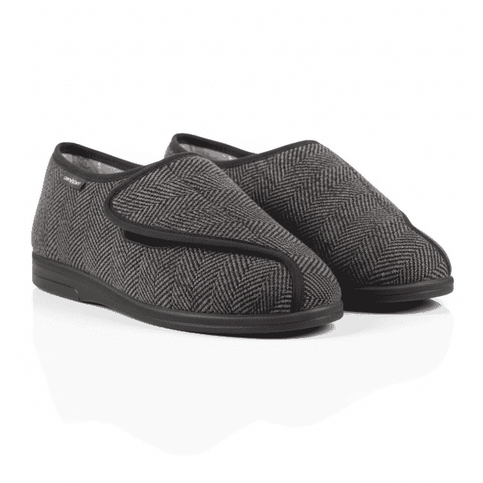 gary mens extra wide slipper grey chevron