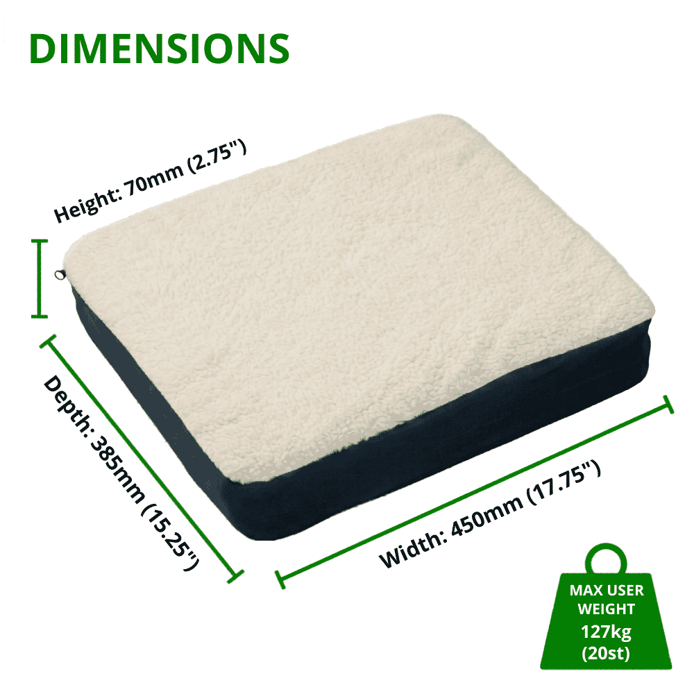 gel comfort wheelchair cushion dimensions