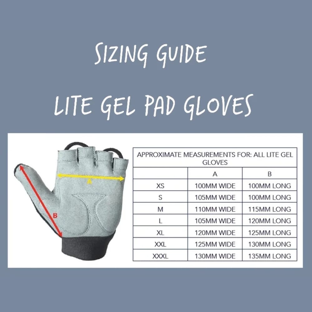 gel padded wheelchair gloves size guide