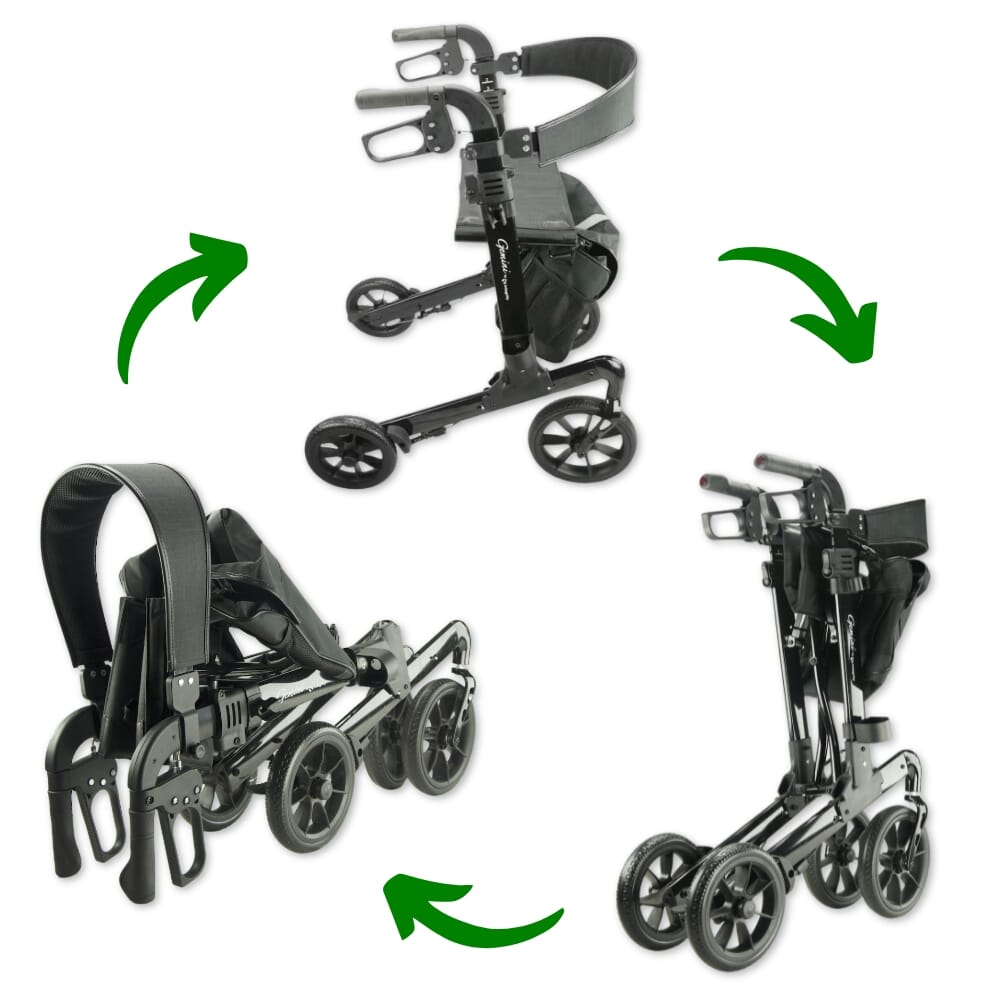 gemini dual fold rollator folding