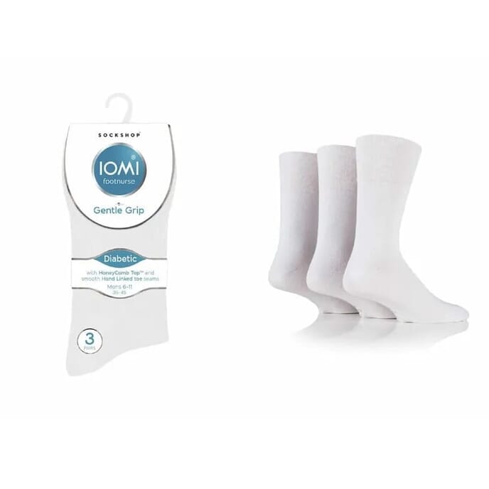 gentle grip diabetic socks 3 pairs 6 11 white