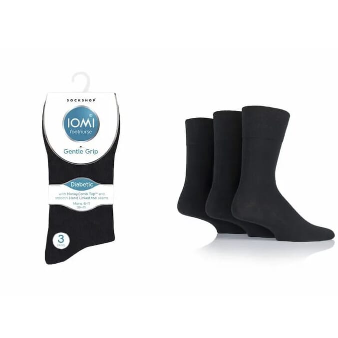 gentle grip diabetic socks 3 pairs size 12 14 black