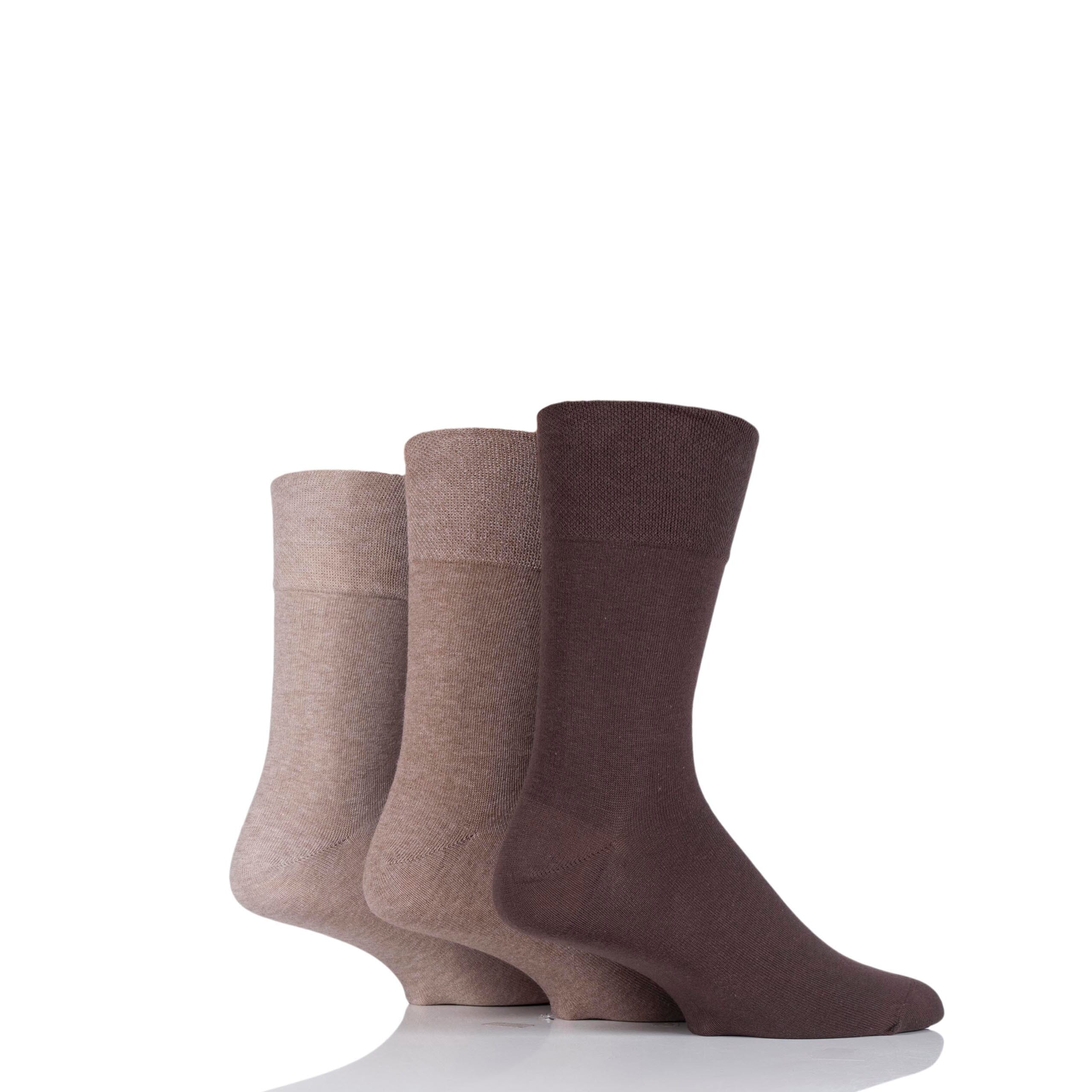 gentle grip diabetic socks 3 pairs size 12 14 brown