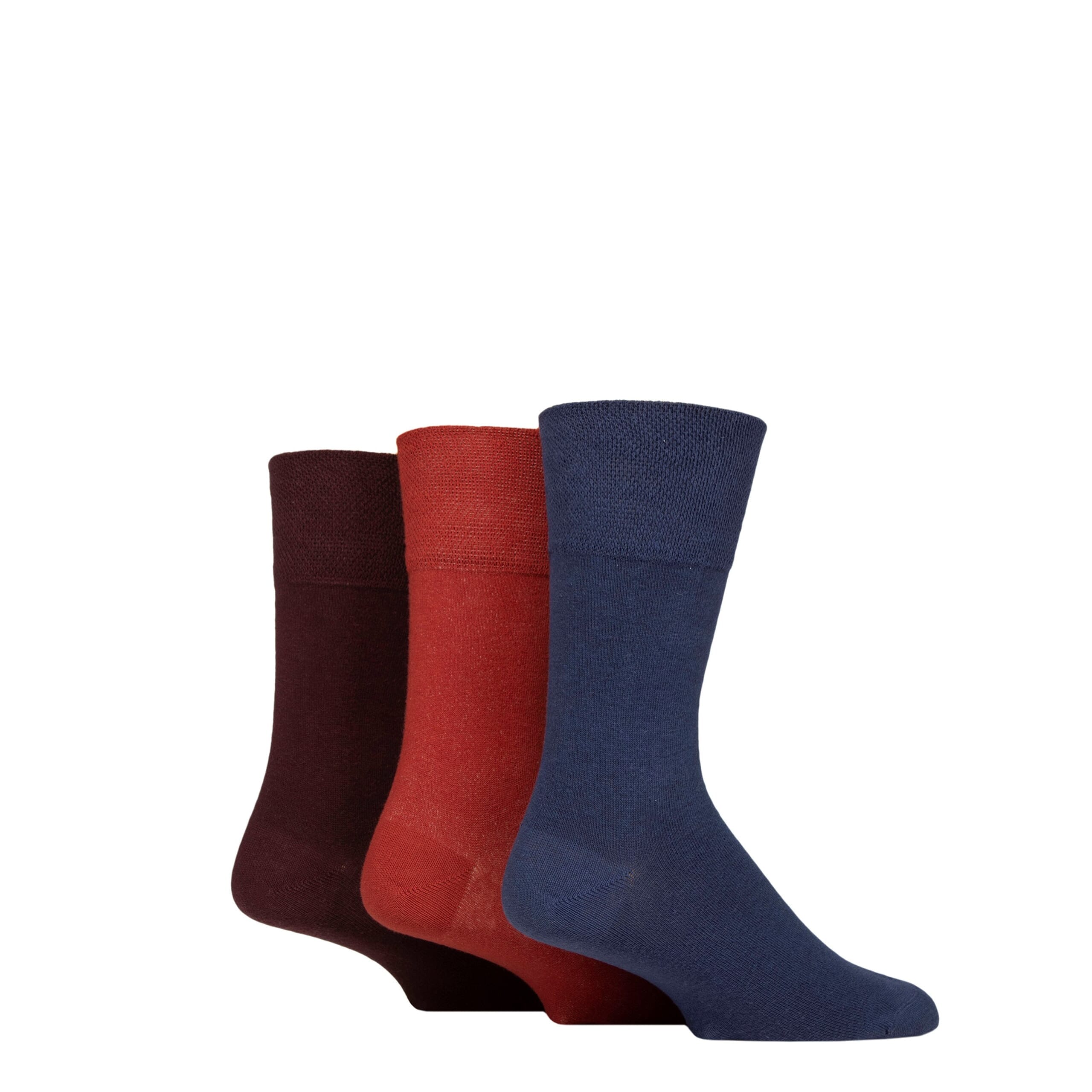gentle grip diabetic socks 3 pairs size 12 14 burnt orange sapphire blue dark burgundy