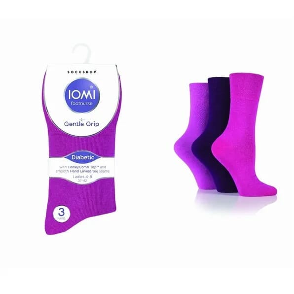 gentle grip diabetic socks 3 pairs size 4 8 pink