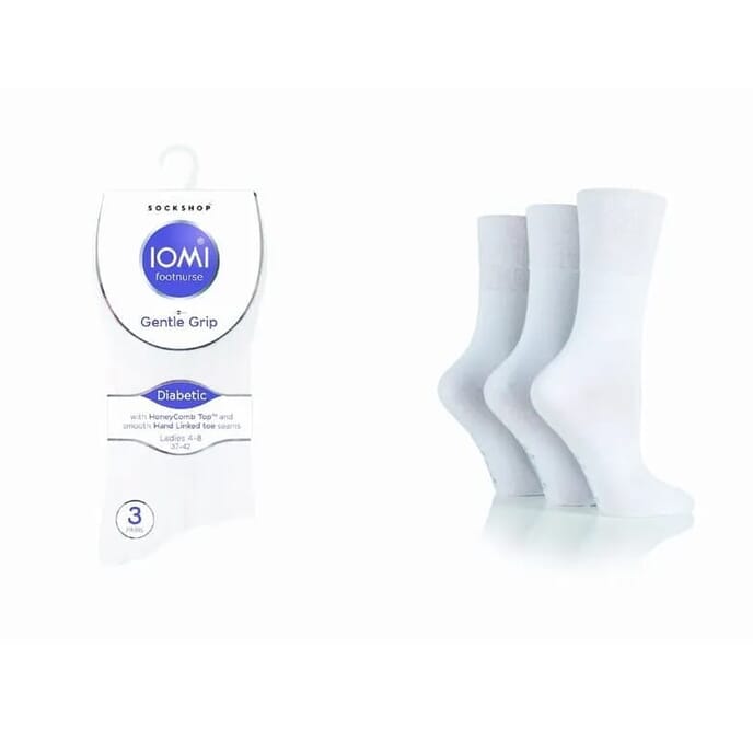 gentle grip diabetic socks 3 pairs white