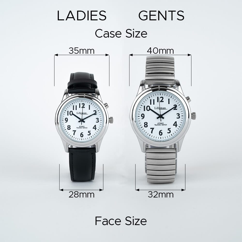 gents talking atomic watch with expanding bracelet options
