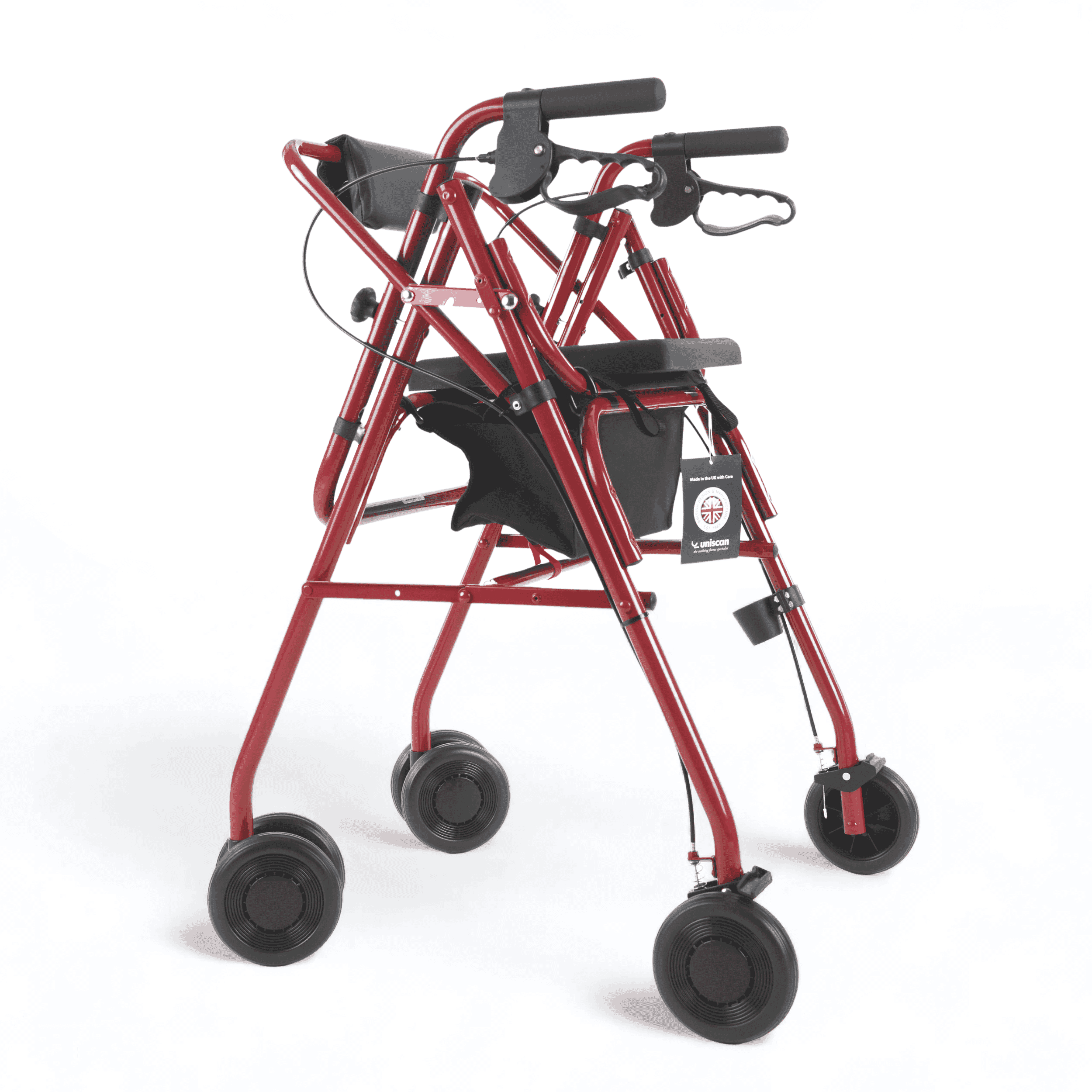 glider plus adjustable rollator burgundy