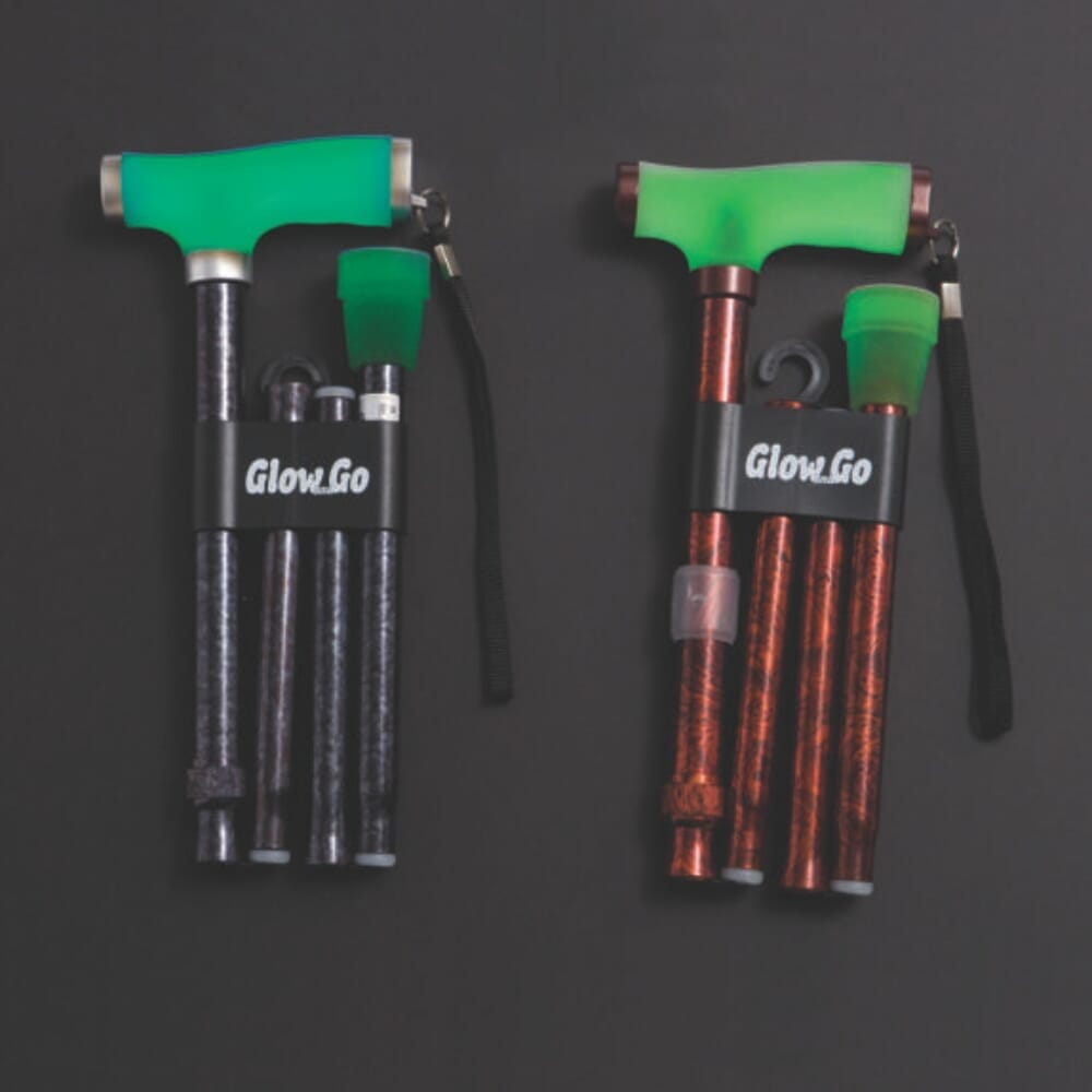 glow handle folding walking stick glowing