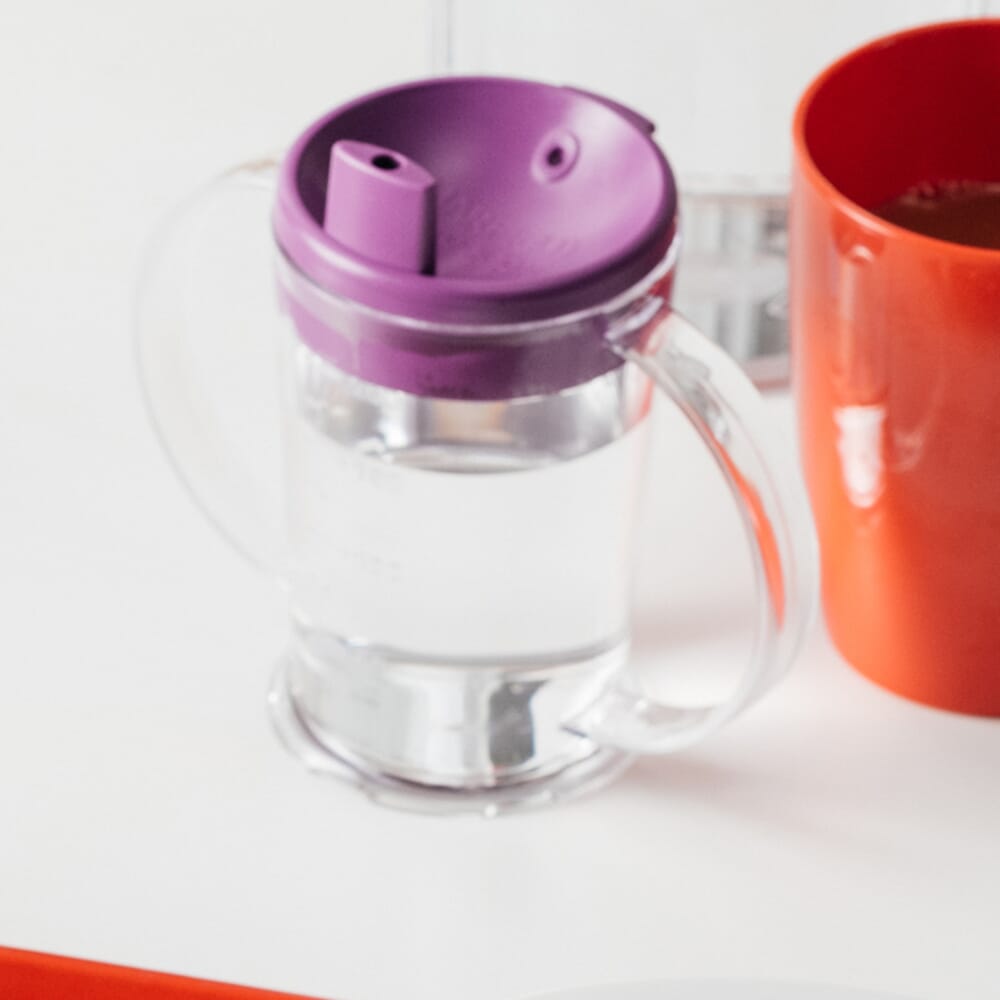 View Graduated 2 Handled Beaker Optional Lid Wide Spout Purple information