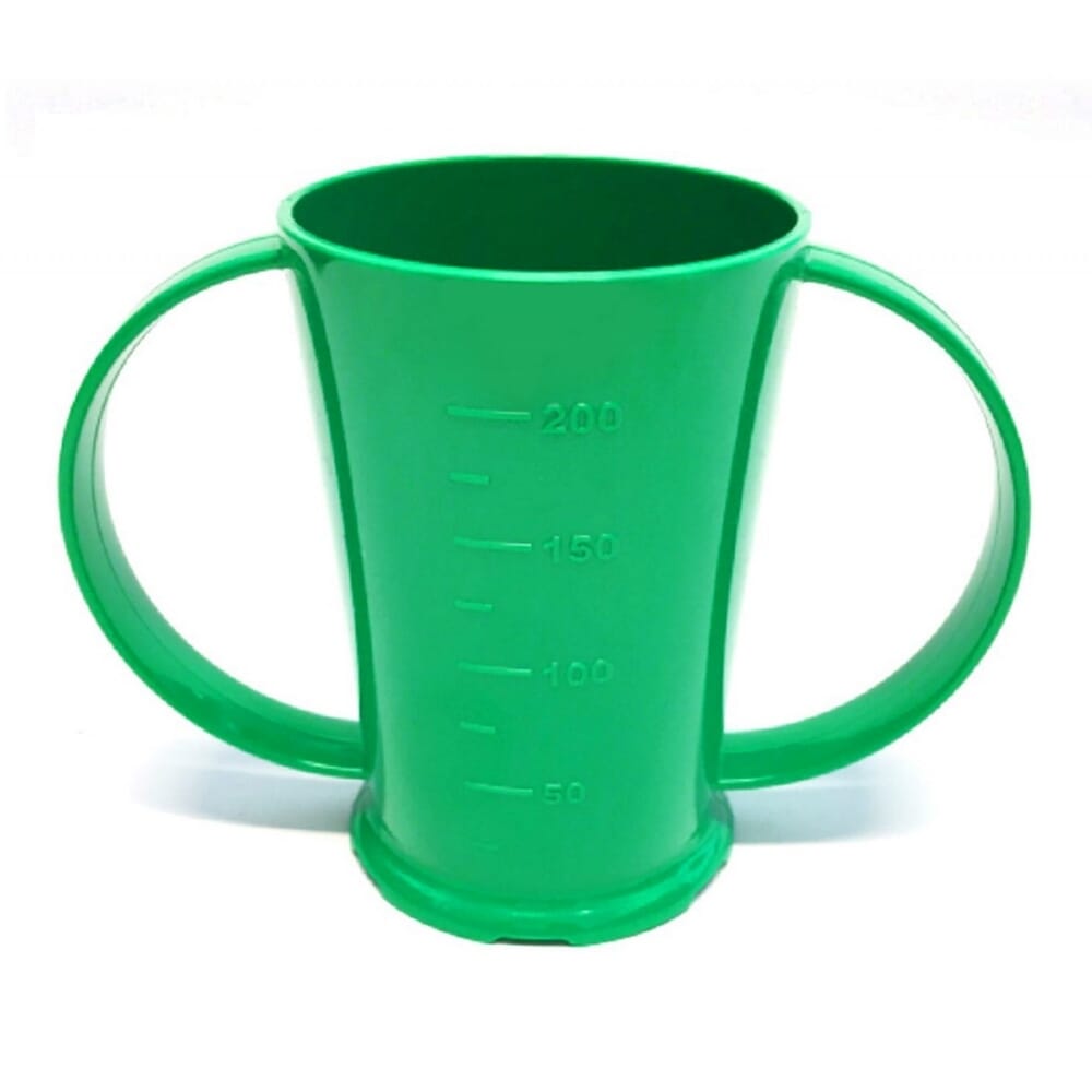 graduated two handled beaker green