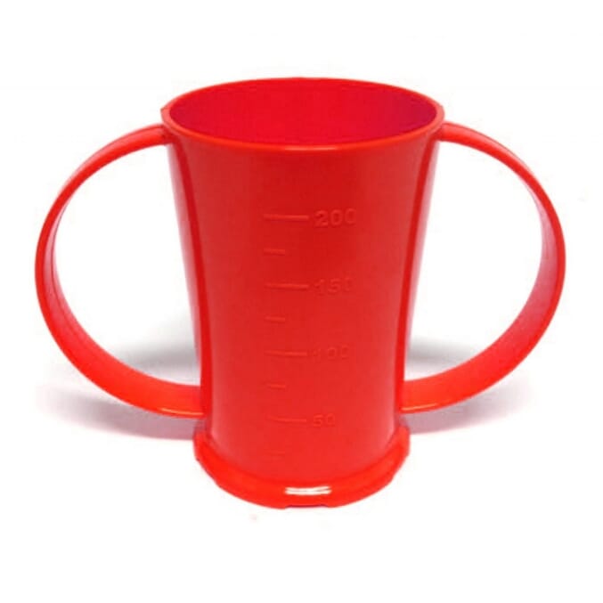 graduated two handled beaker red