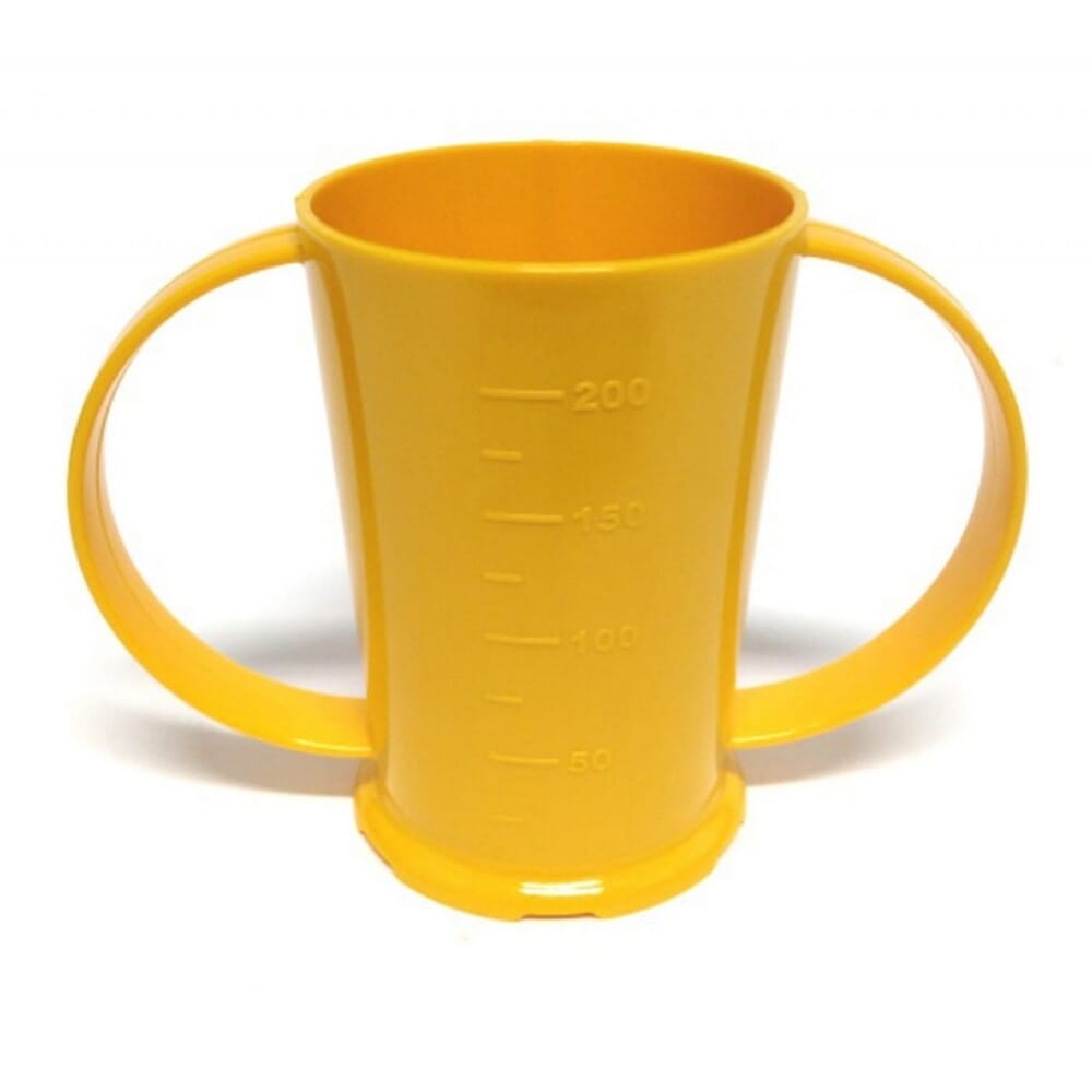 graduated two handled beaker yellow