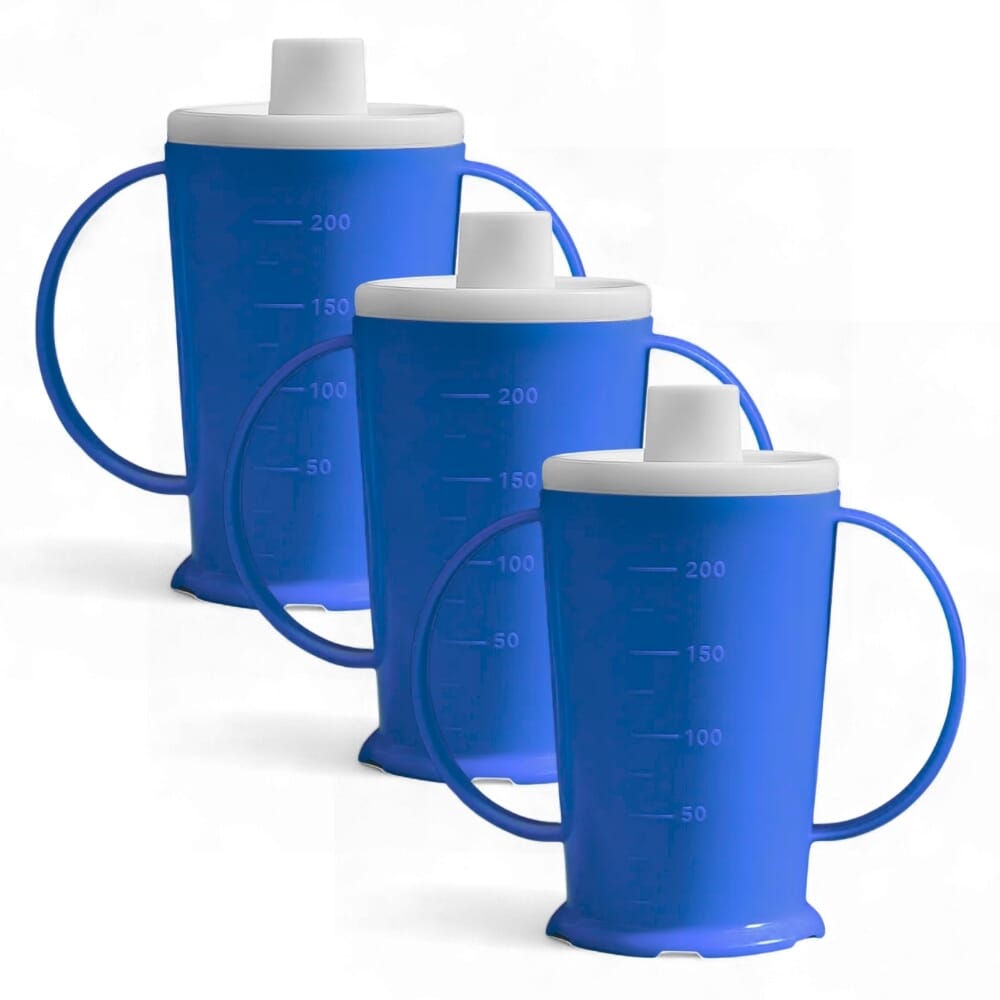 graduated two handled drinking beaker blue pack of 3