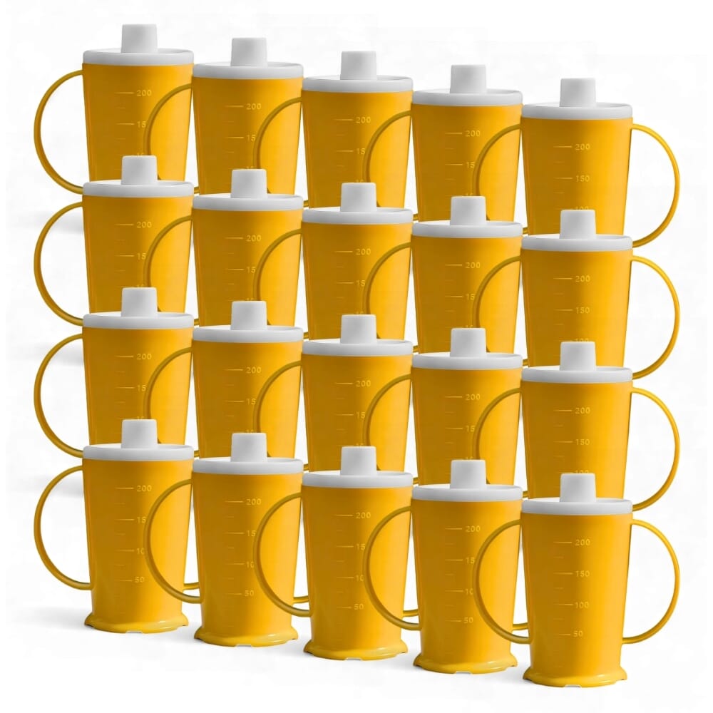 graduated two handled drinking beaker yellow pack of 20