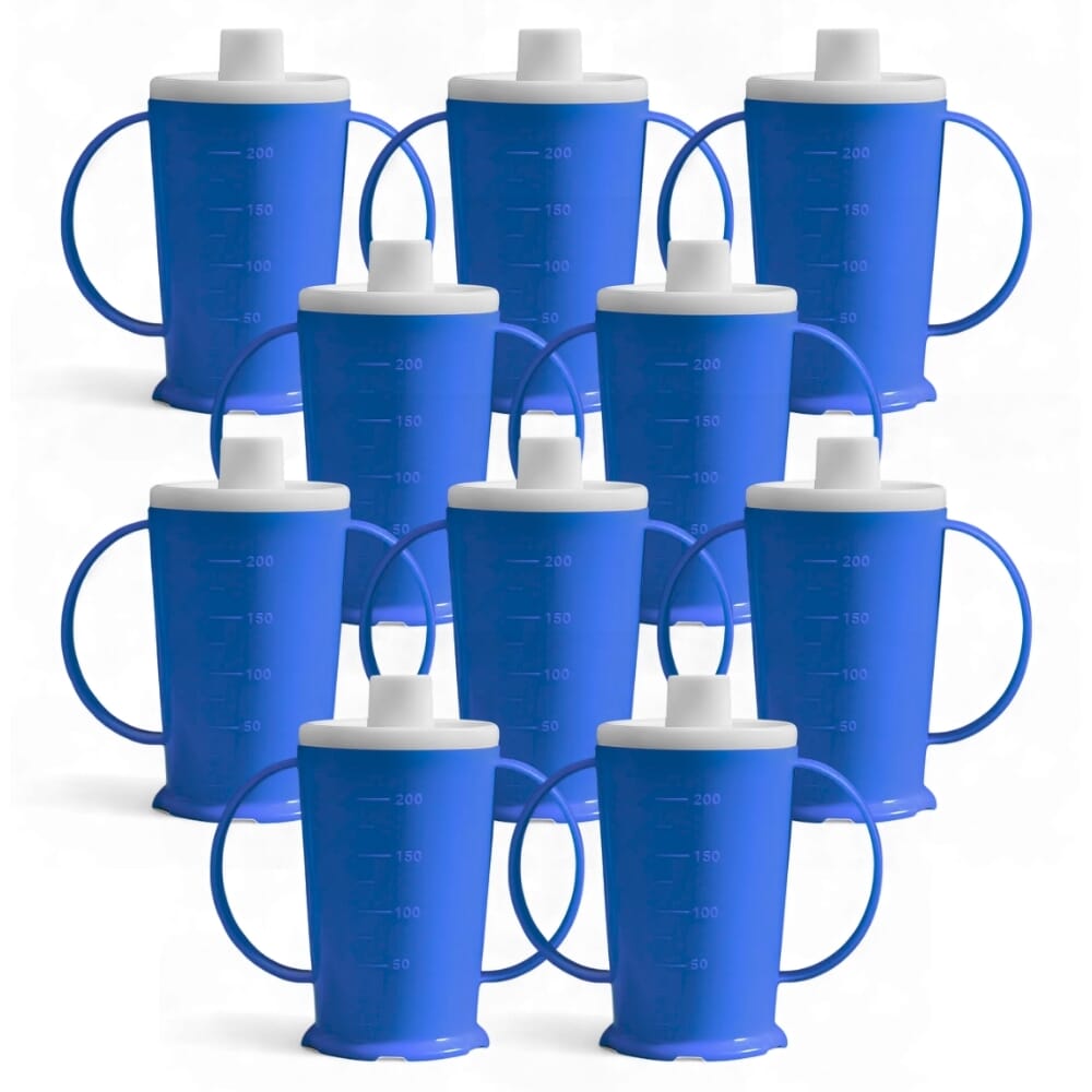 graduated two handled feeding beaker blue pack of 10