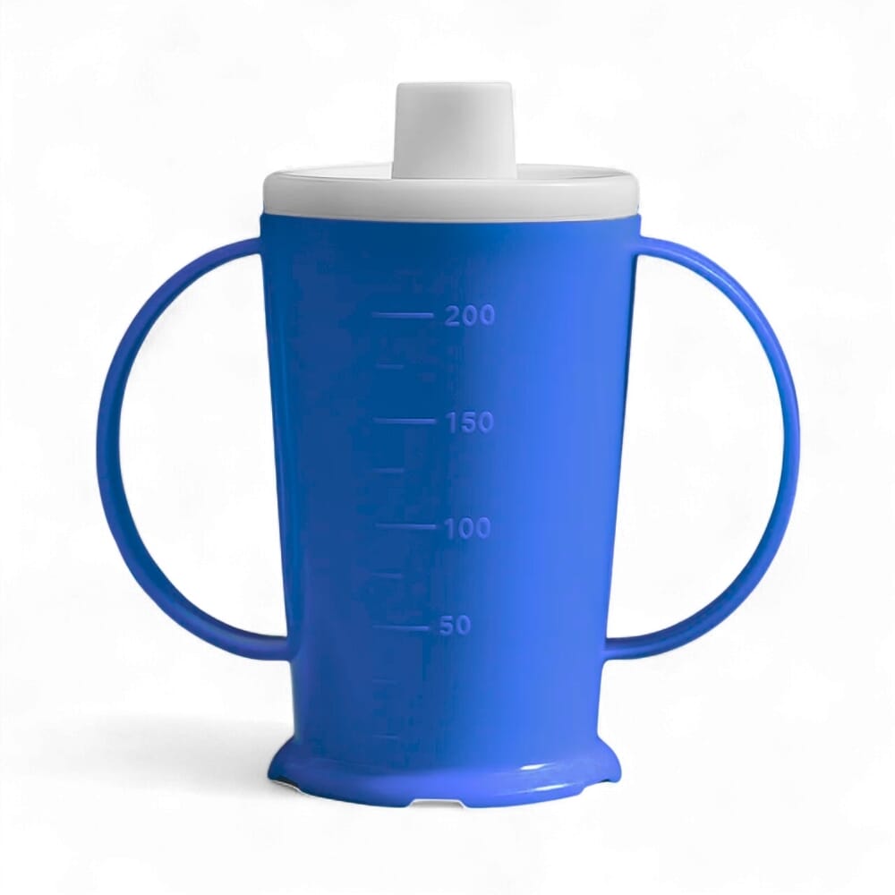 graduated two handled feeding beaker blue